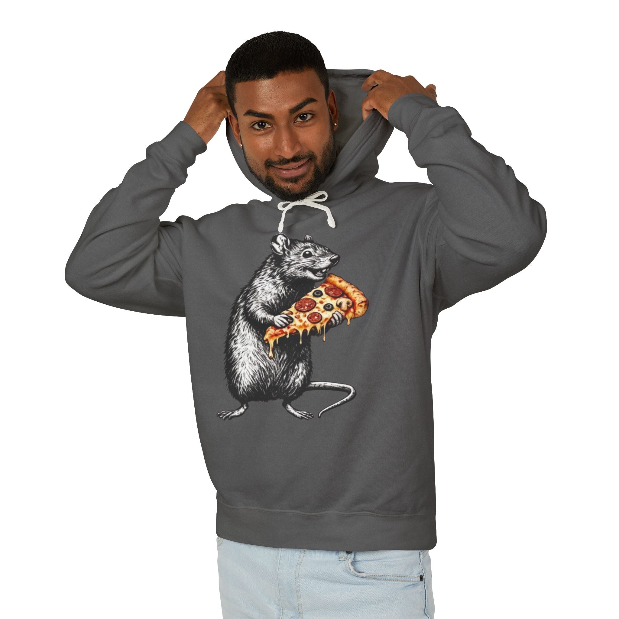 Rat Eating Pizza Hoodie — Quirky Graphic Animal Pizza Sweatshirt
