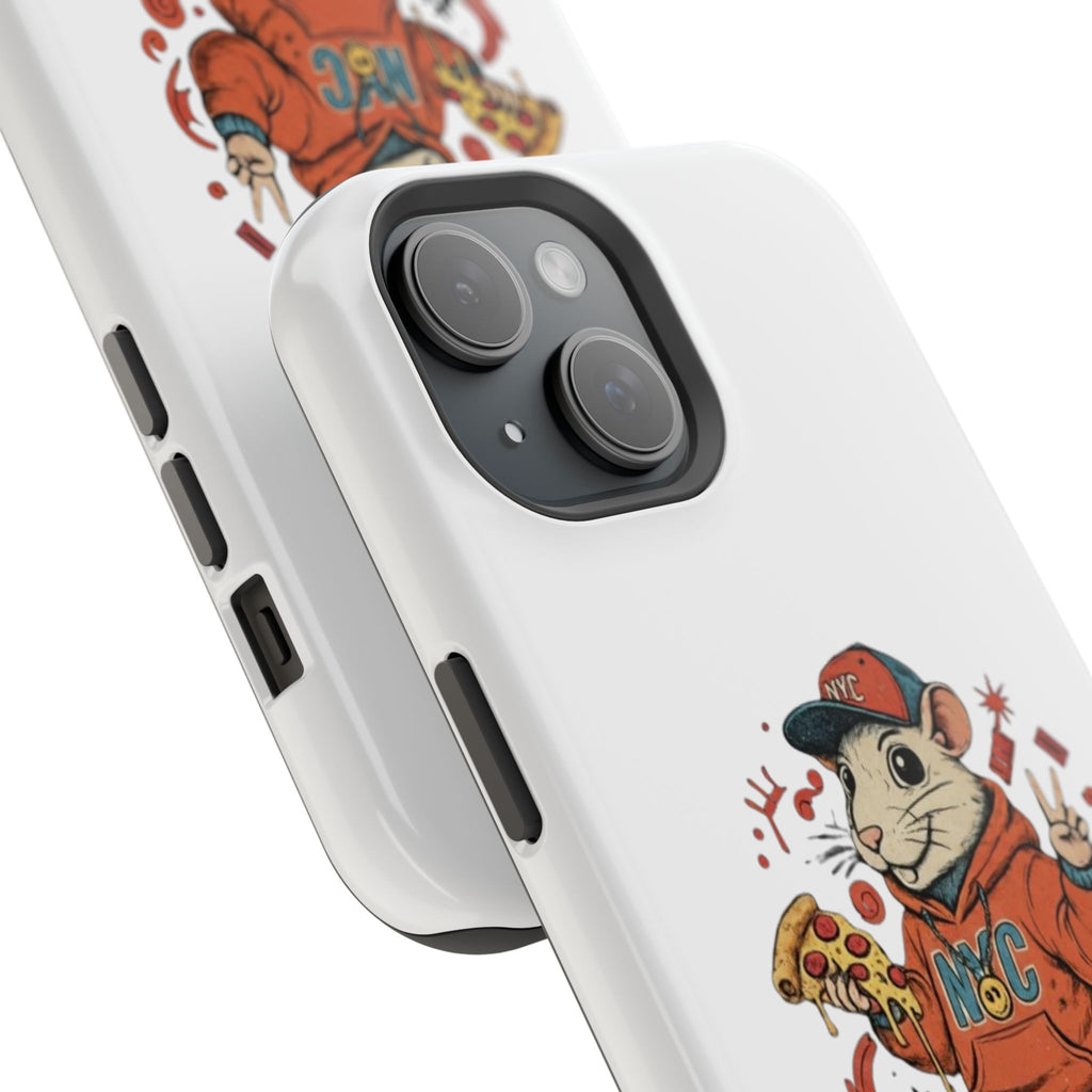 Streetwear Pizza Rat Phone Case — Magnetic Impact‑Resistant iPhone Case with Pizza Skateboard Design