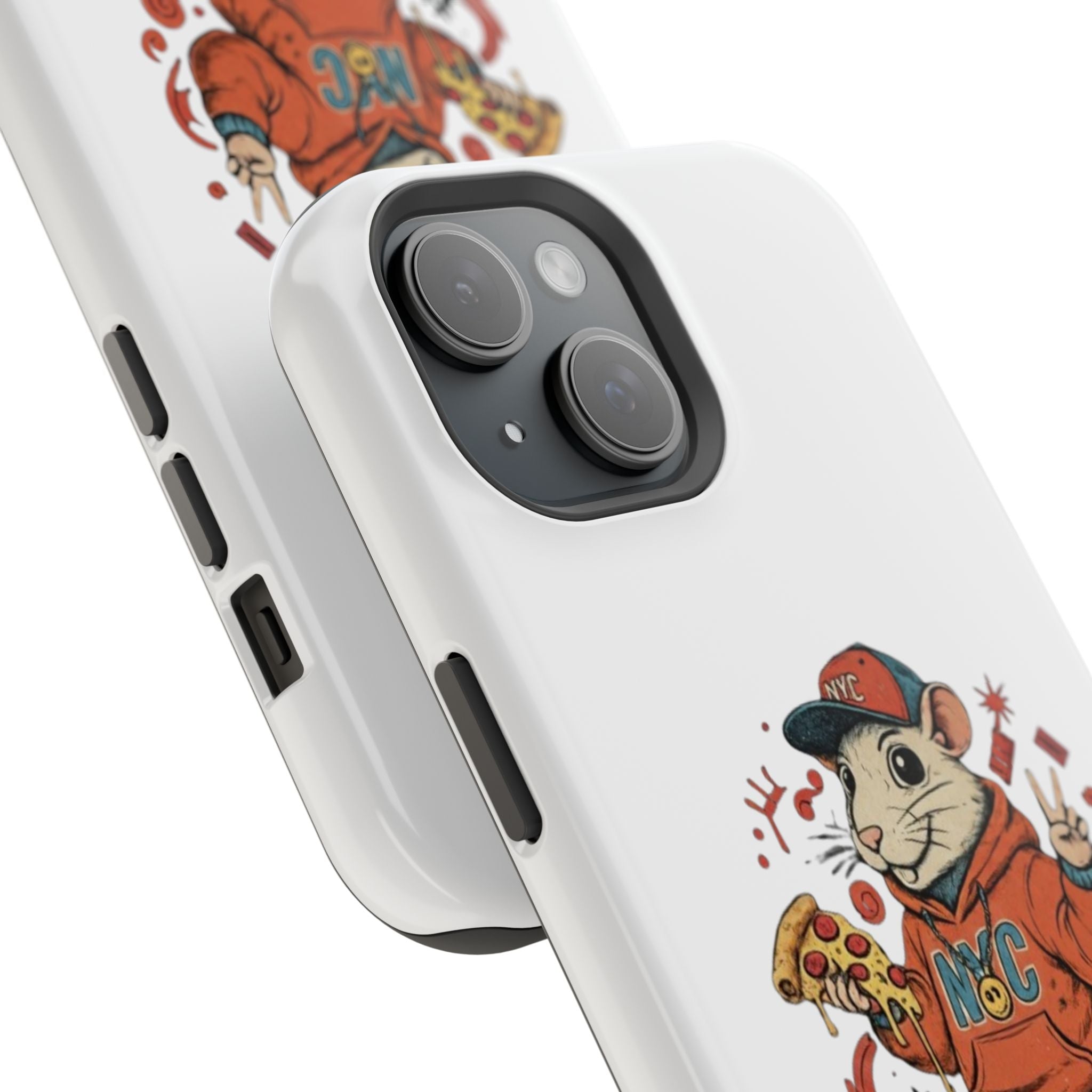 Streetwear Pizza Rat Phone Case — Magnetic Impact‑Resistant iPhone Case with Pizza Skateboard Design