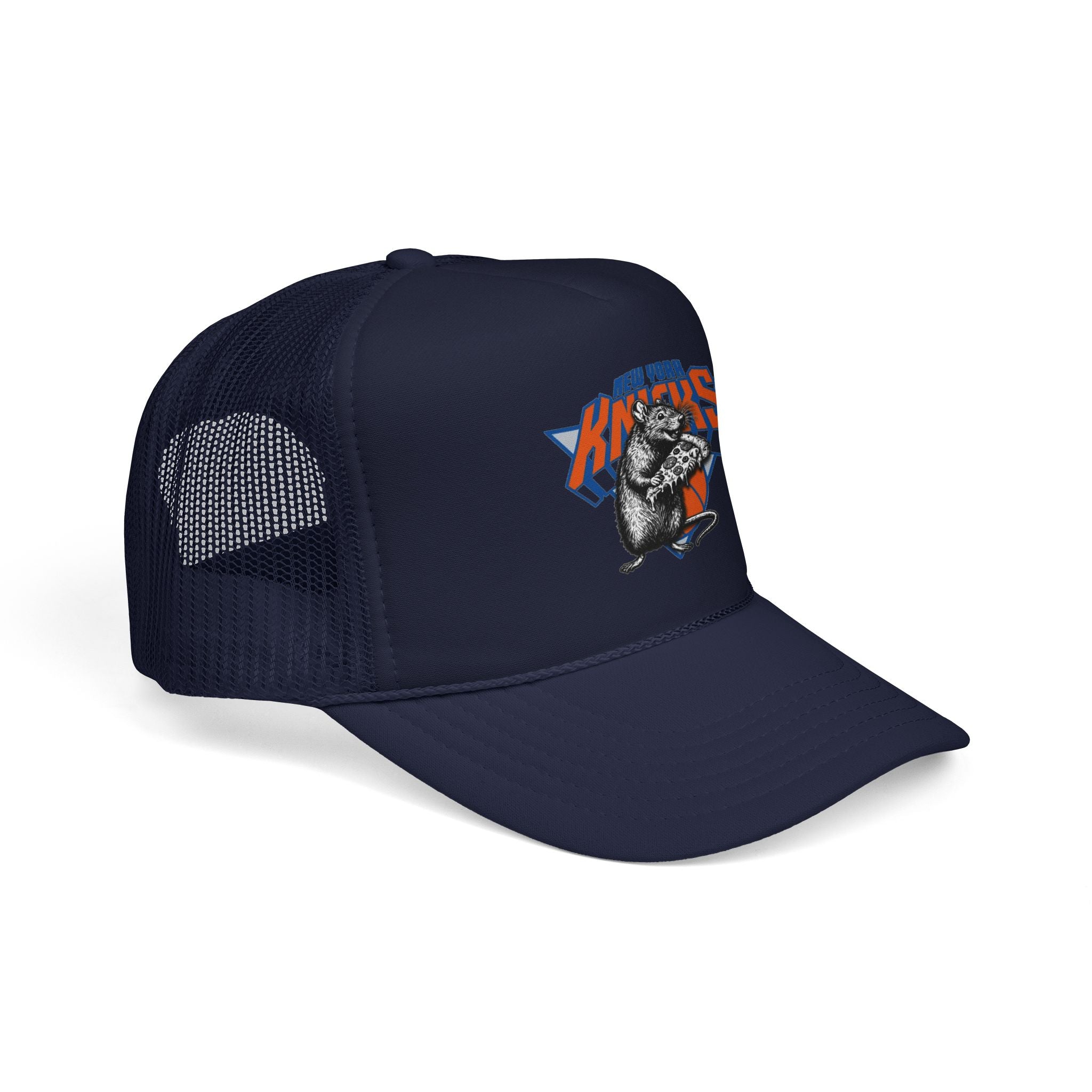 Vintage Skate Rat Foam Trucker Hat – Retro Skateboarding Logo Cap - NY Knicks