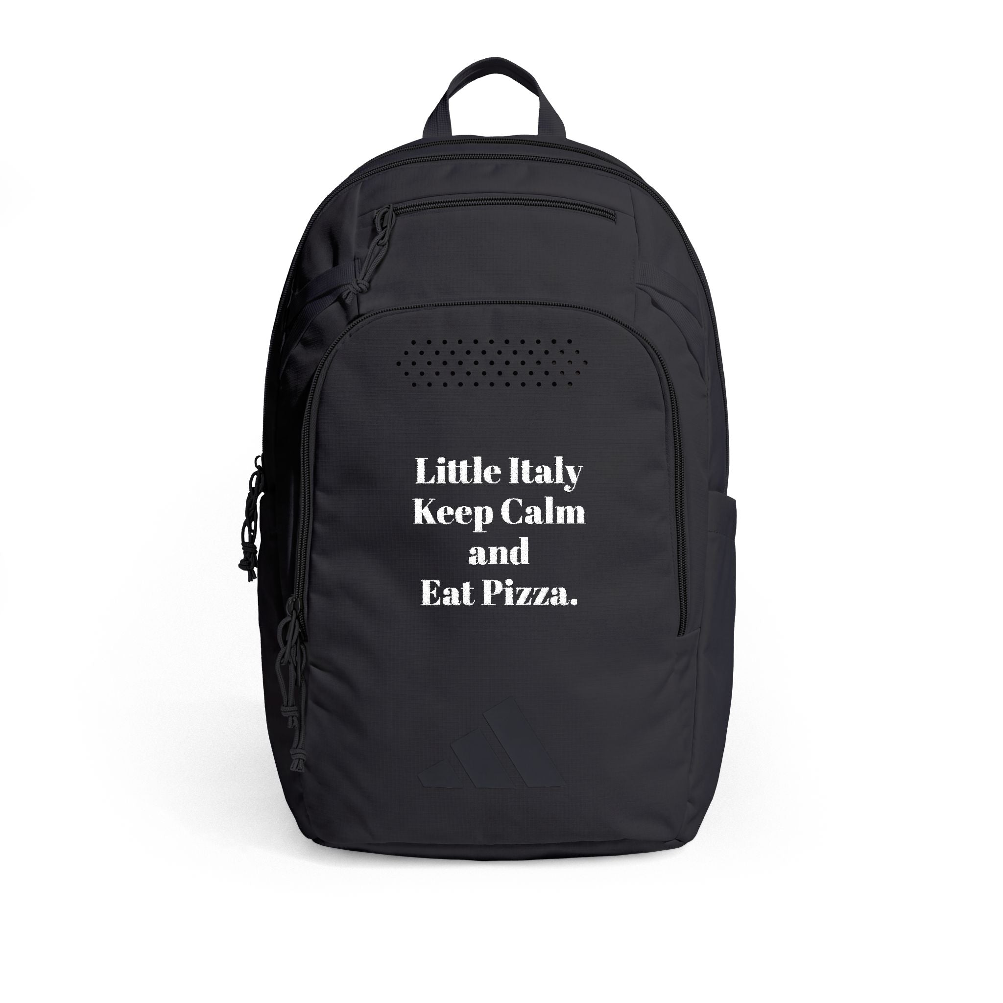 Adidas Backpack 5 Defender “Little Italy Keep Calm and Eat Pizza” Embroidered Travel Pack