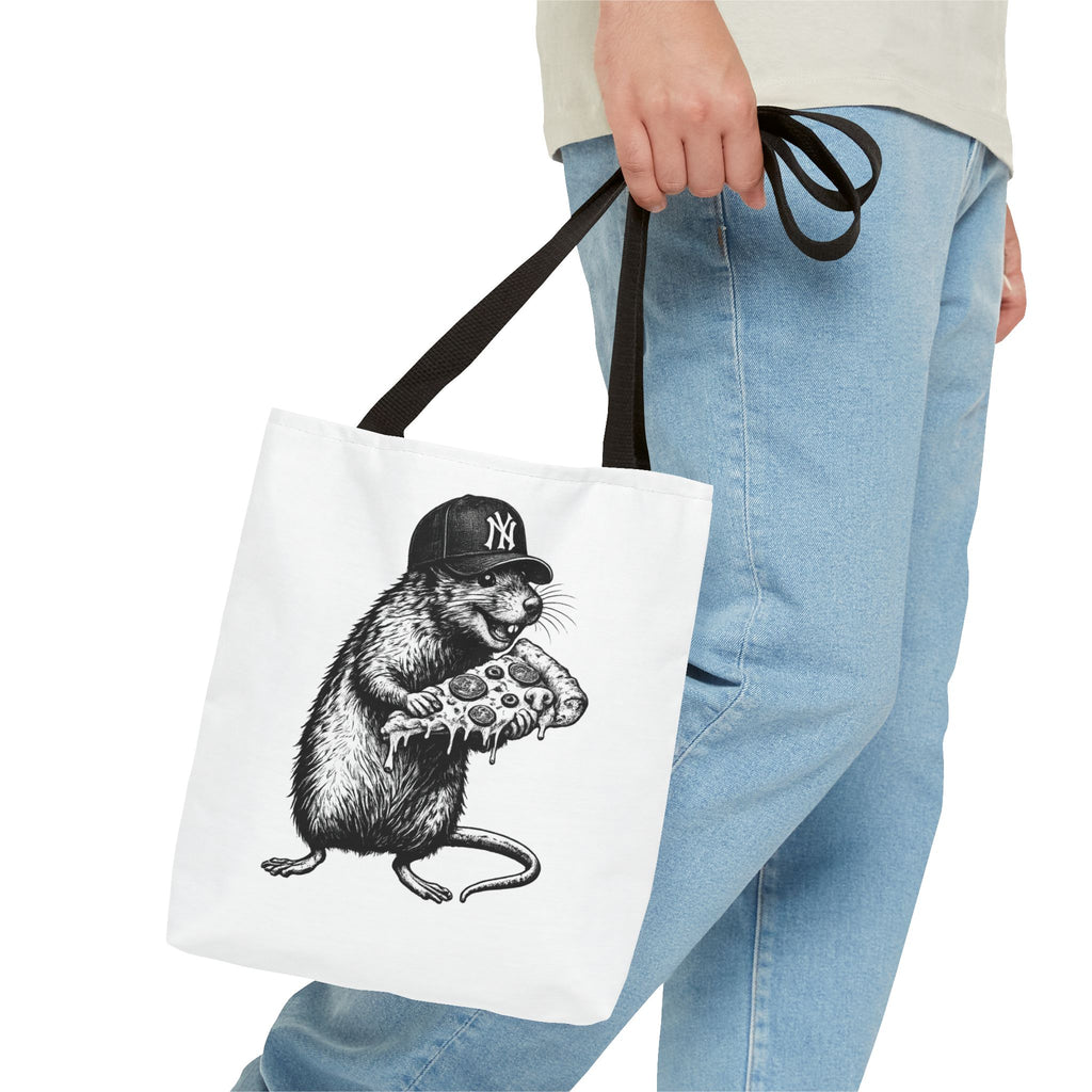 Pizza Rat Tote Bag — Cute NYC Rat Eating Pizza Canvas Tote