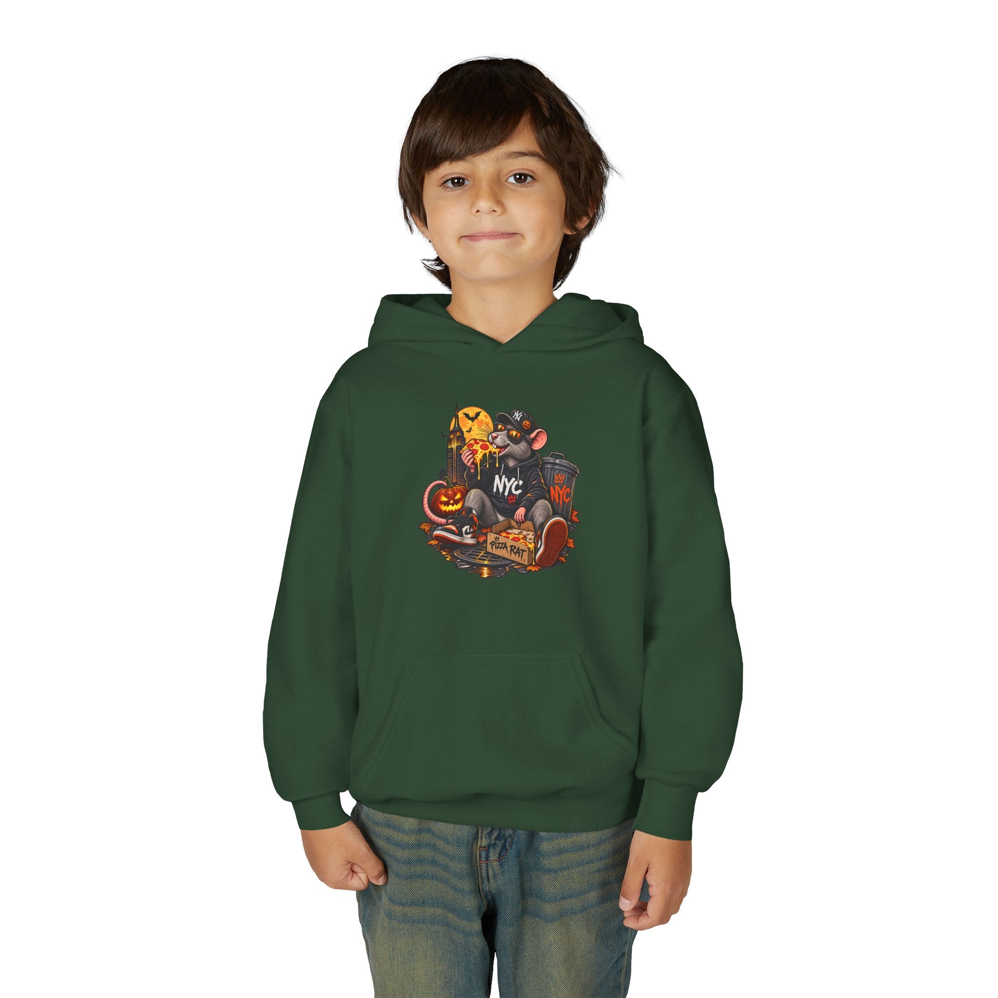 Youth Hoodie — Halloween NYC Costume Pizza Rat Graphic