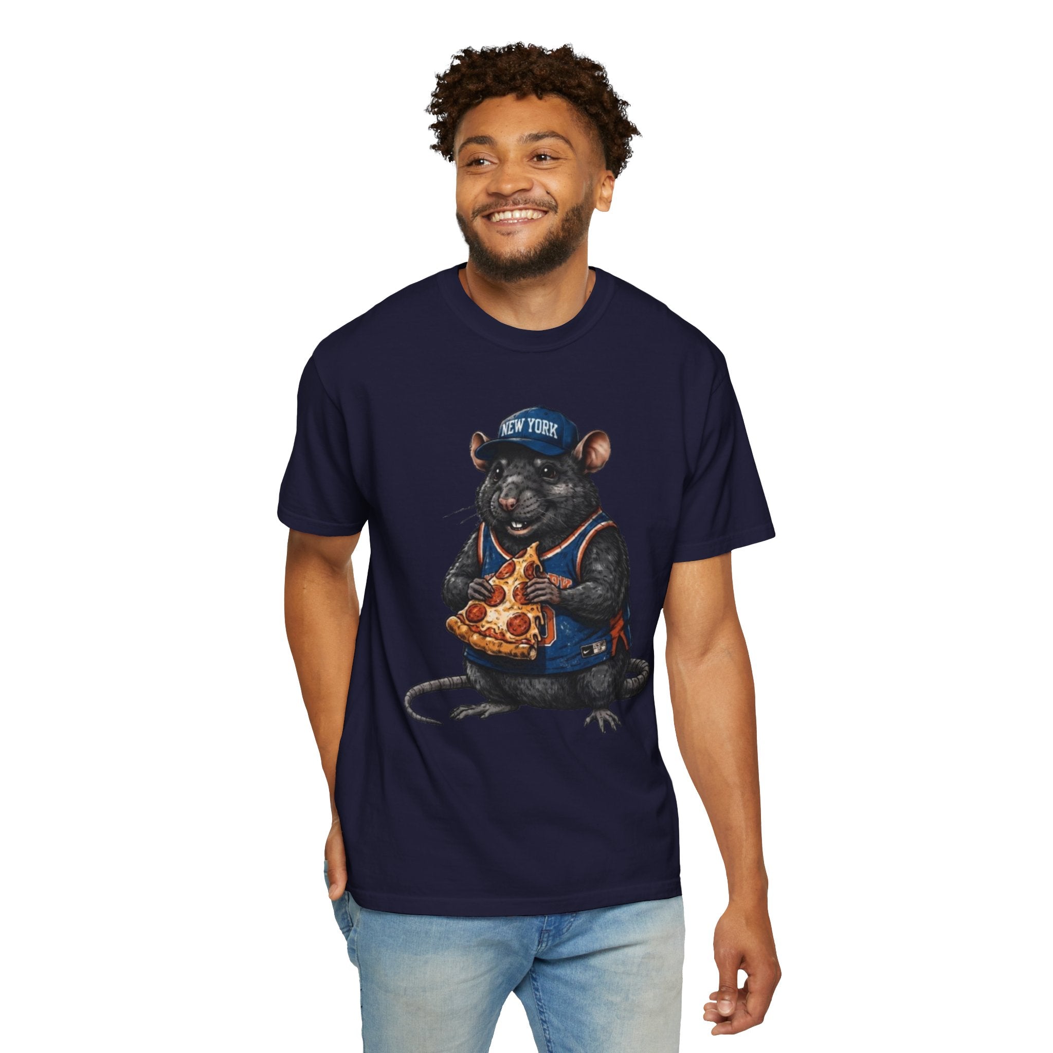 Pizza-Loving Rat Graphic T-Shirt