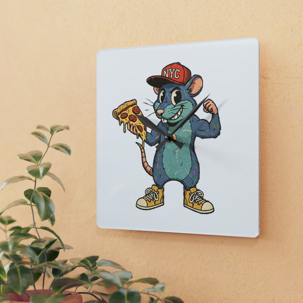NYC Pizza Rat - Acrylic Wall Clock