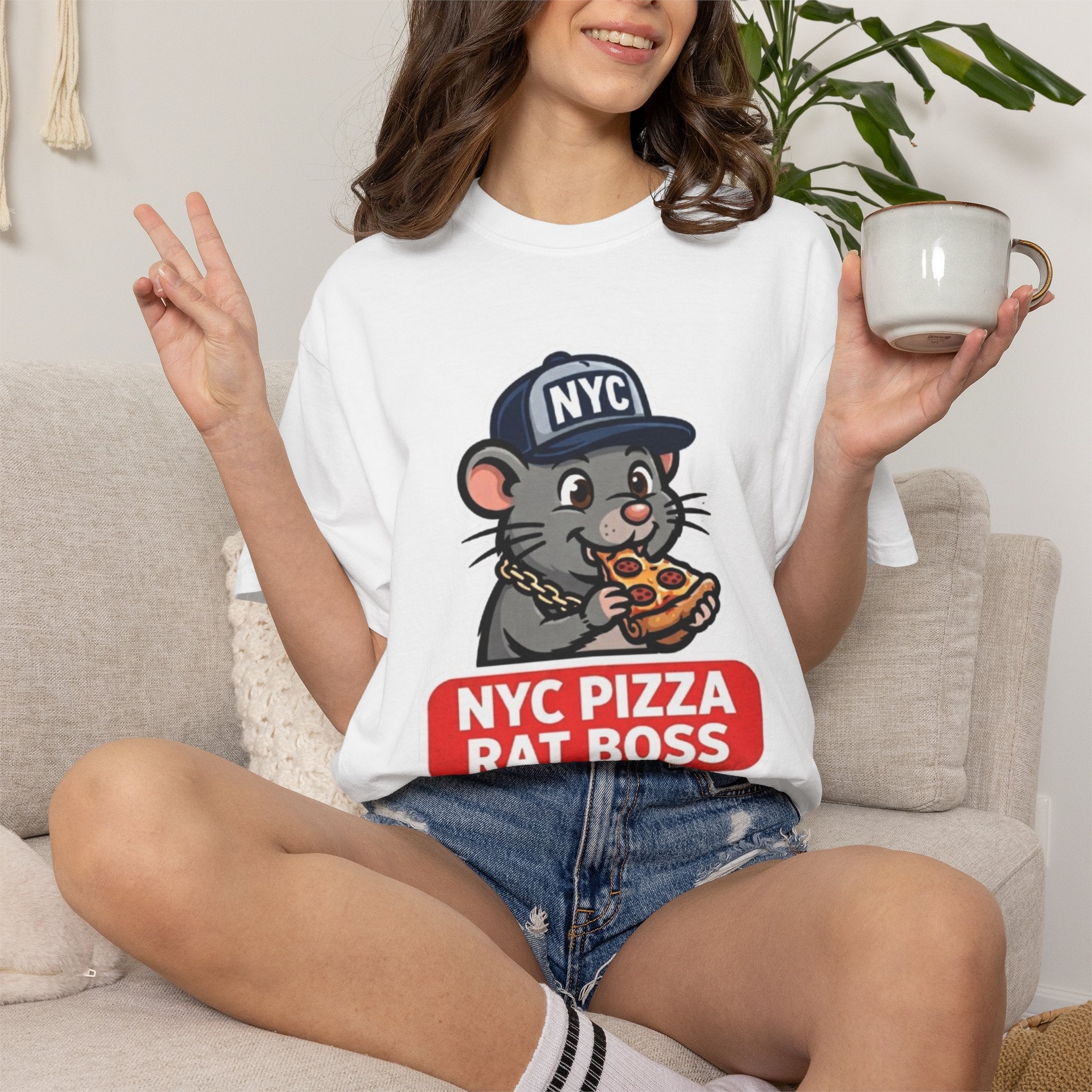 NYC Pizza Rat Boss T-Shirt — Funny New York Rat Pizza Graphic Tee