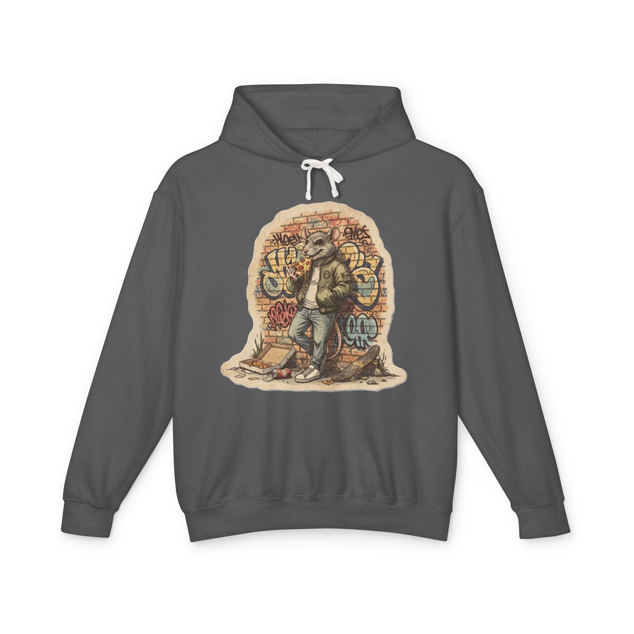 Skate Rat Street Art Hoodie — Retro Graffiti Skateboarder Pullover