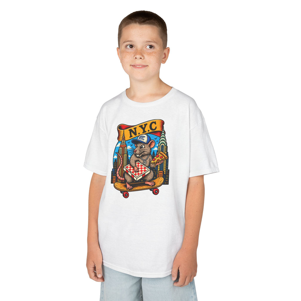 Kids T-Shirt — NYC Skateboarding Pizza Rat Graphic