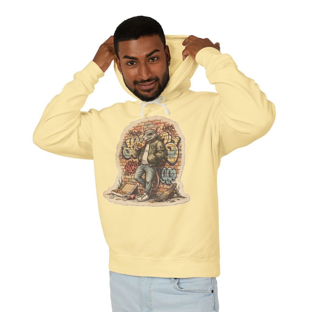 Skate Rat Street Art Hoodie — Retro Graffiti Skateboarder Pullover