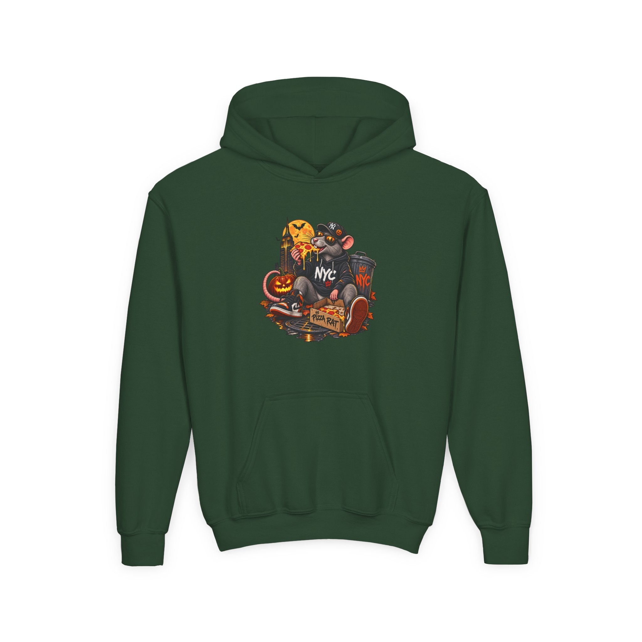 Youth Hoodie — Halloween NYC Costume Pizza Rat Graphic
