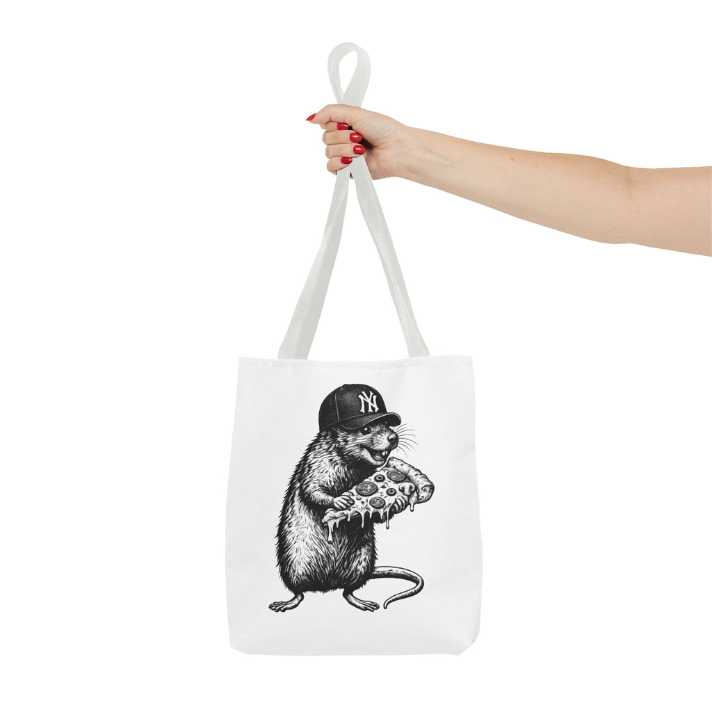 Pizza Rat Tote Bag — Cute NYC Rat Eating Pizza Canvas Tote