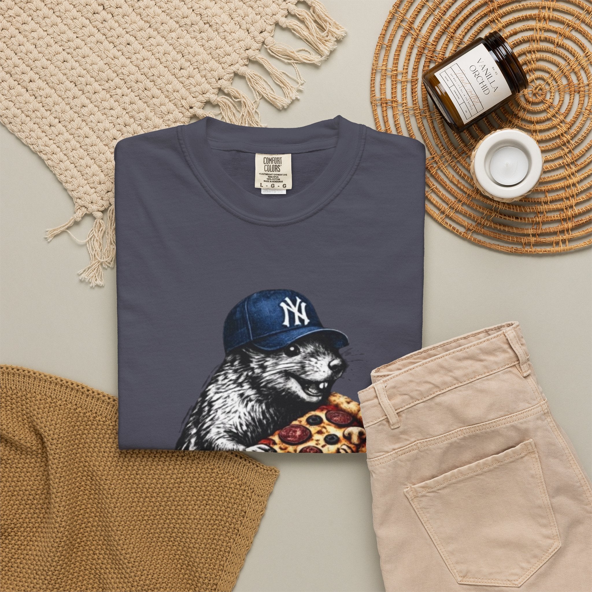 NY Rat with Pizza Graphic Tee — Streetwear Novelty T-Shirt