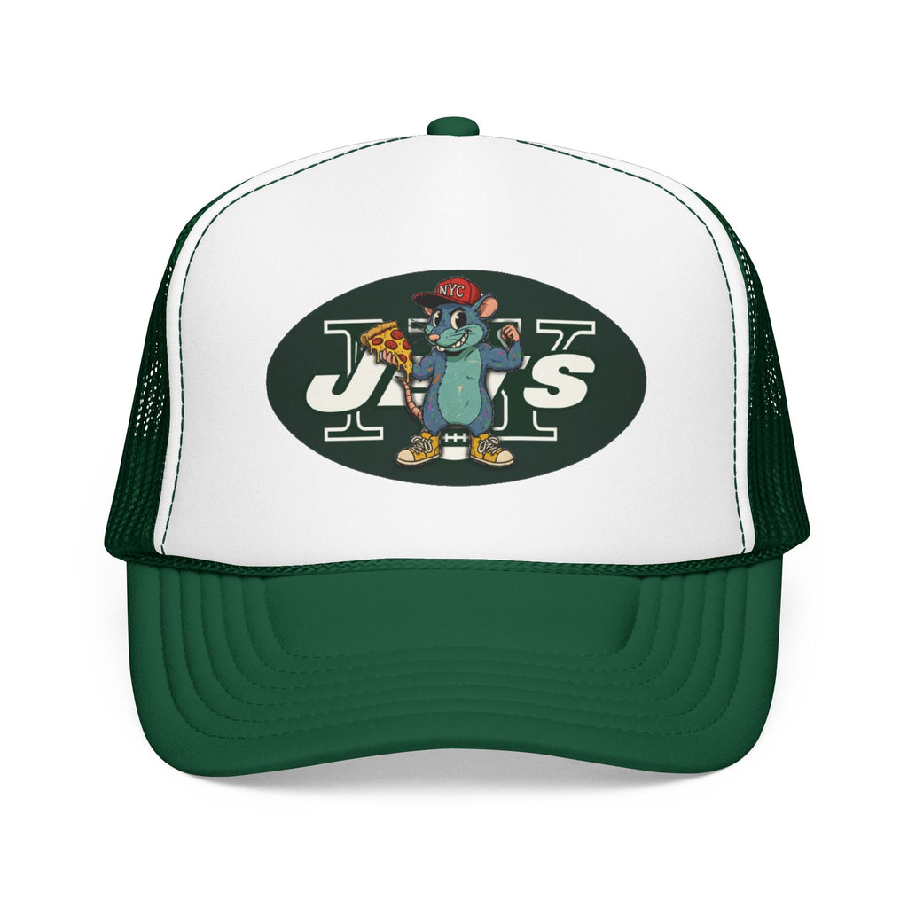 Rat Mascot Pizza Trucker Hat – Retro Sports Logo Foam Cap - NY Jets