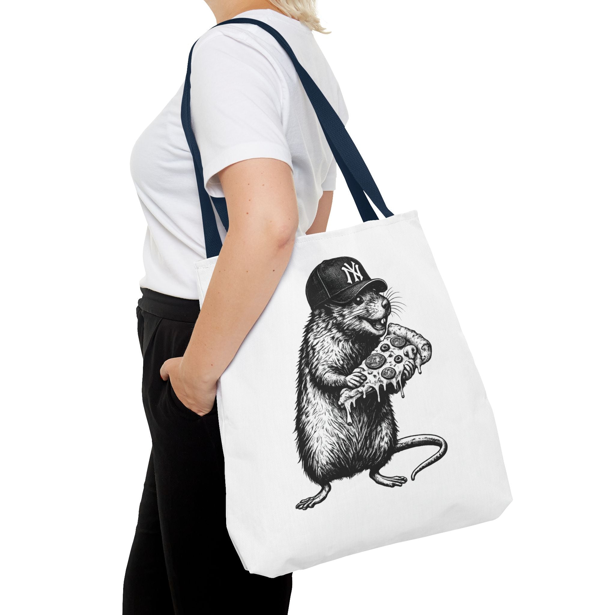 Pizza Rat Tote Bag — Cute NYC Rat Eating Pizza Canvas Tote