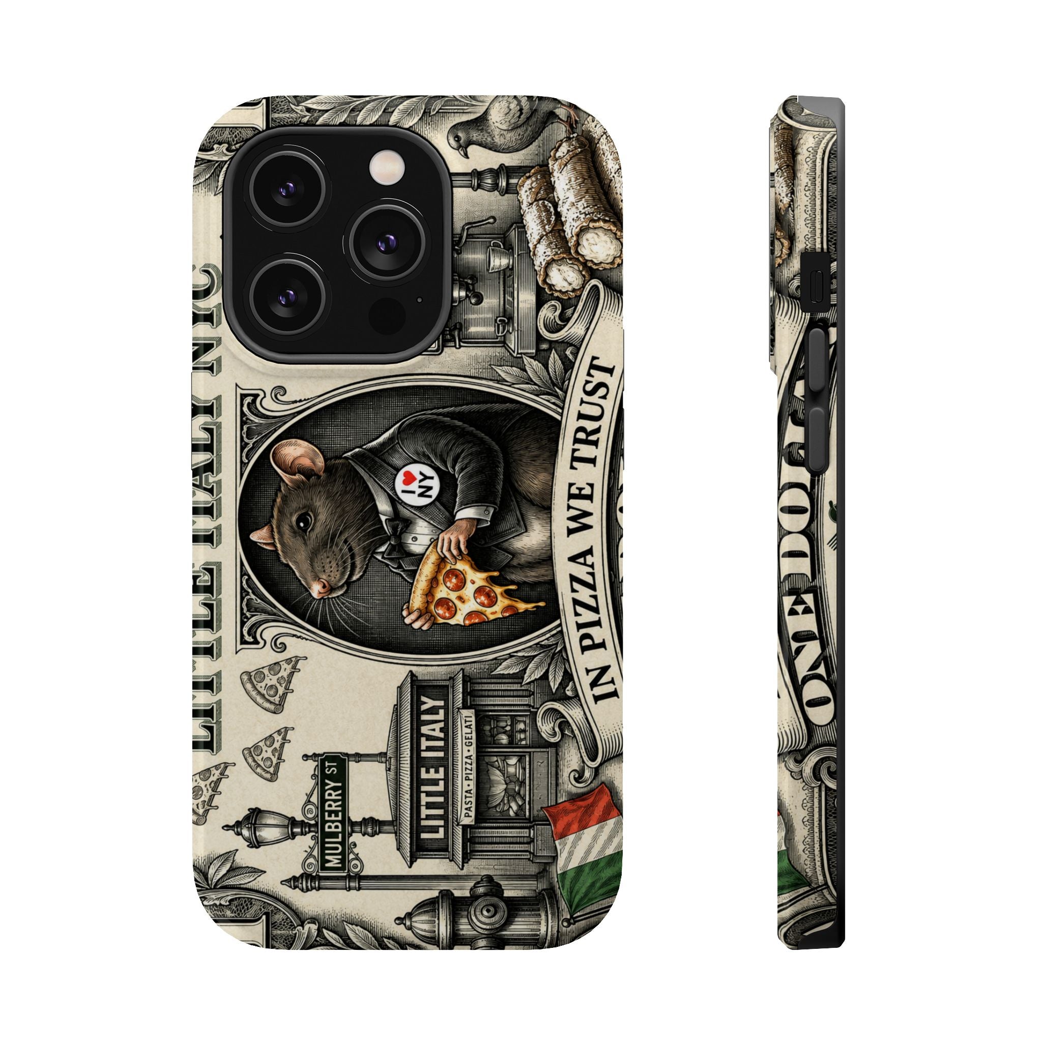 Little Italy NY Phone Case — 'In Pizza We Trust' Italy Rat Art Magnetic Impact-Resistant Case