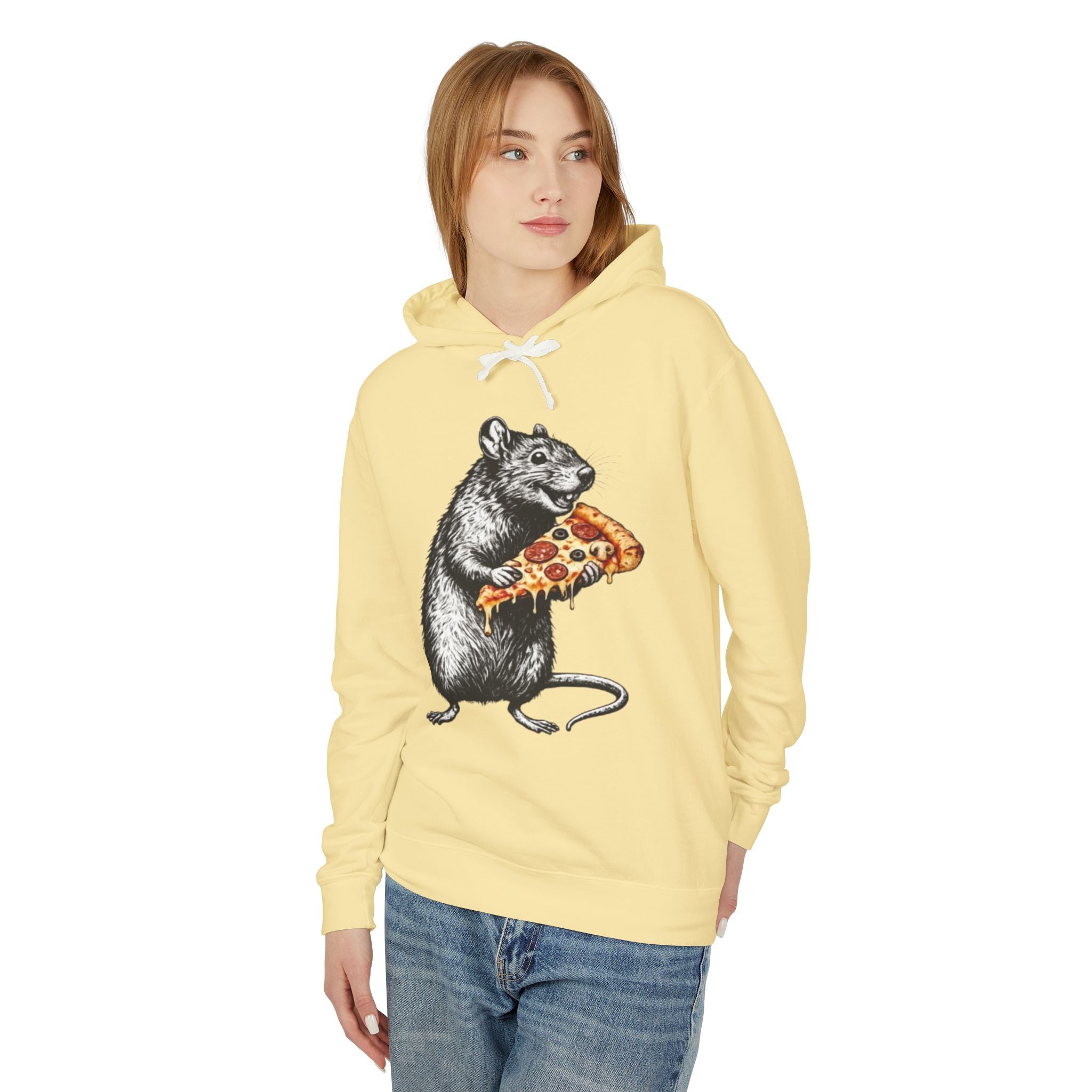 Rat Eating Pizza Hoodie — Quirky Graphic Animal Pizza Sweatshirt