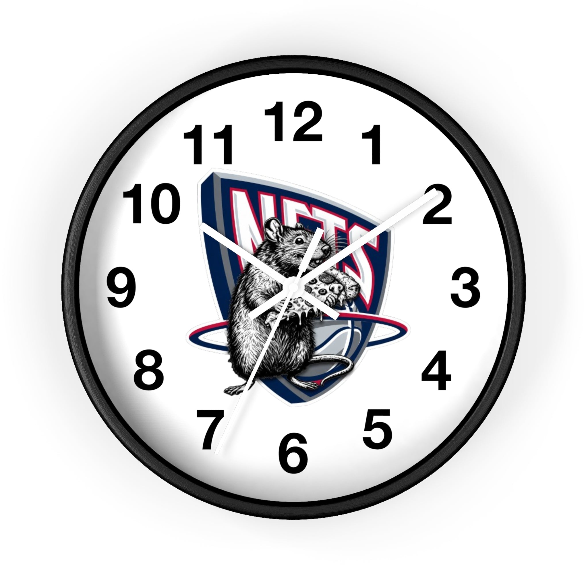 Nets Mascot Wall Clock — Retro Basketball Team Logo Decor