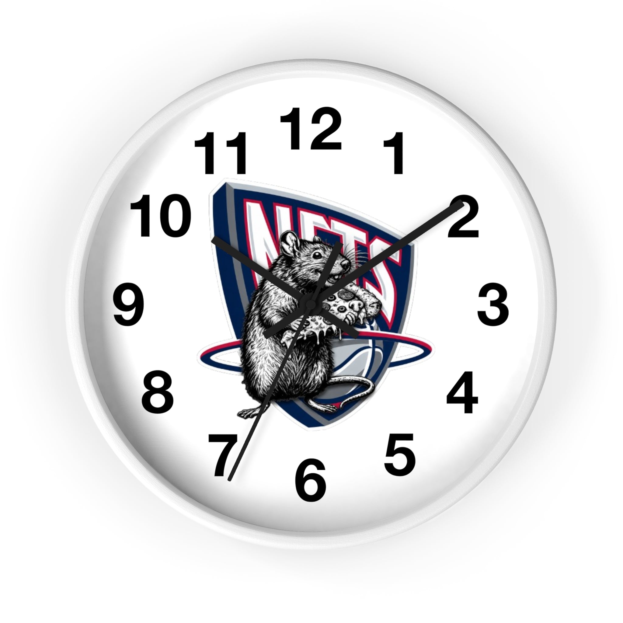 Nets Mascot Wall Clock — Retro Basketball Team Logo Decor