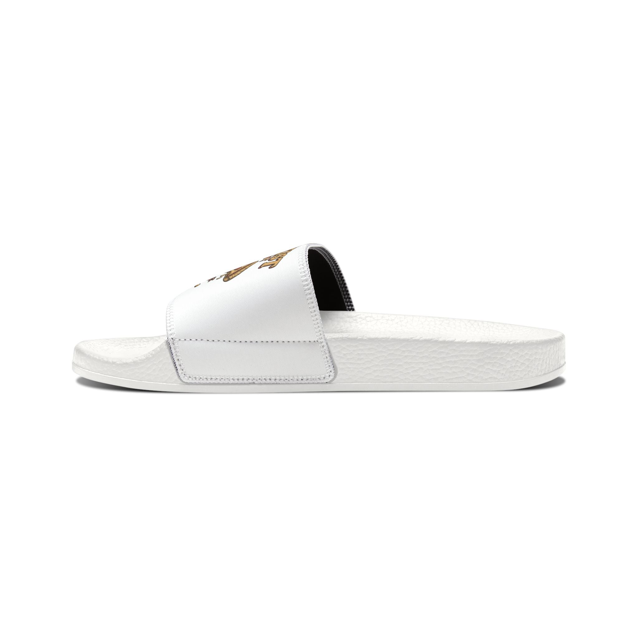 Youth Pizza Rat Slide Sandals — "Cheese First" Graphic Slides for Kids