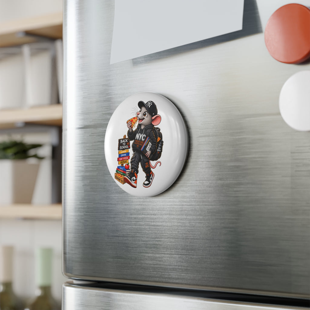NYC Pizza Rat Magnet — Back to School Cute Refrigerator Button