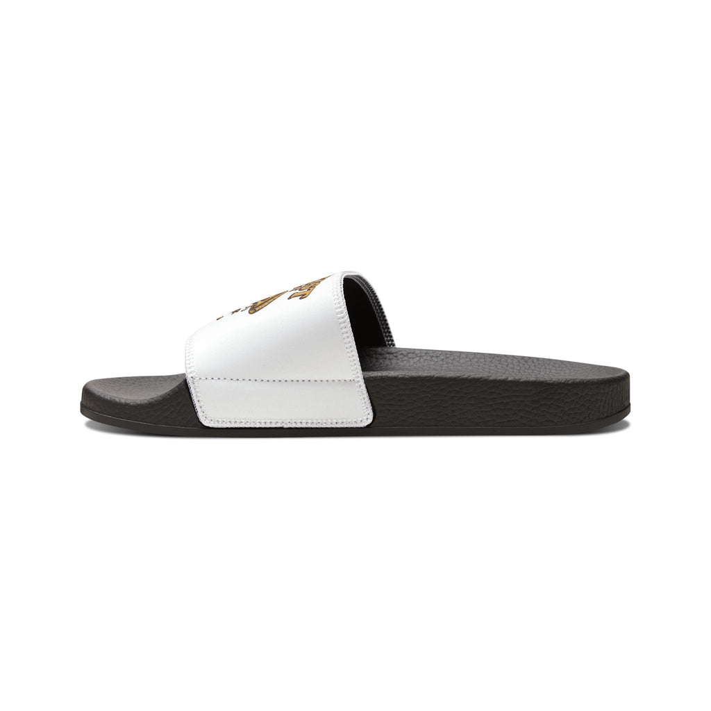 Youth Pizza Rat Slide Sandals — "Cheese First" Graphic Slides for Kids