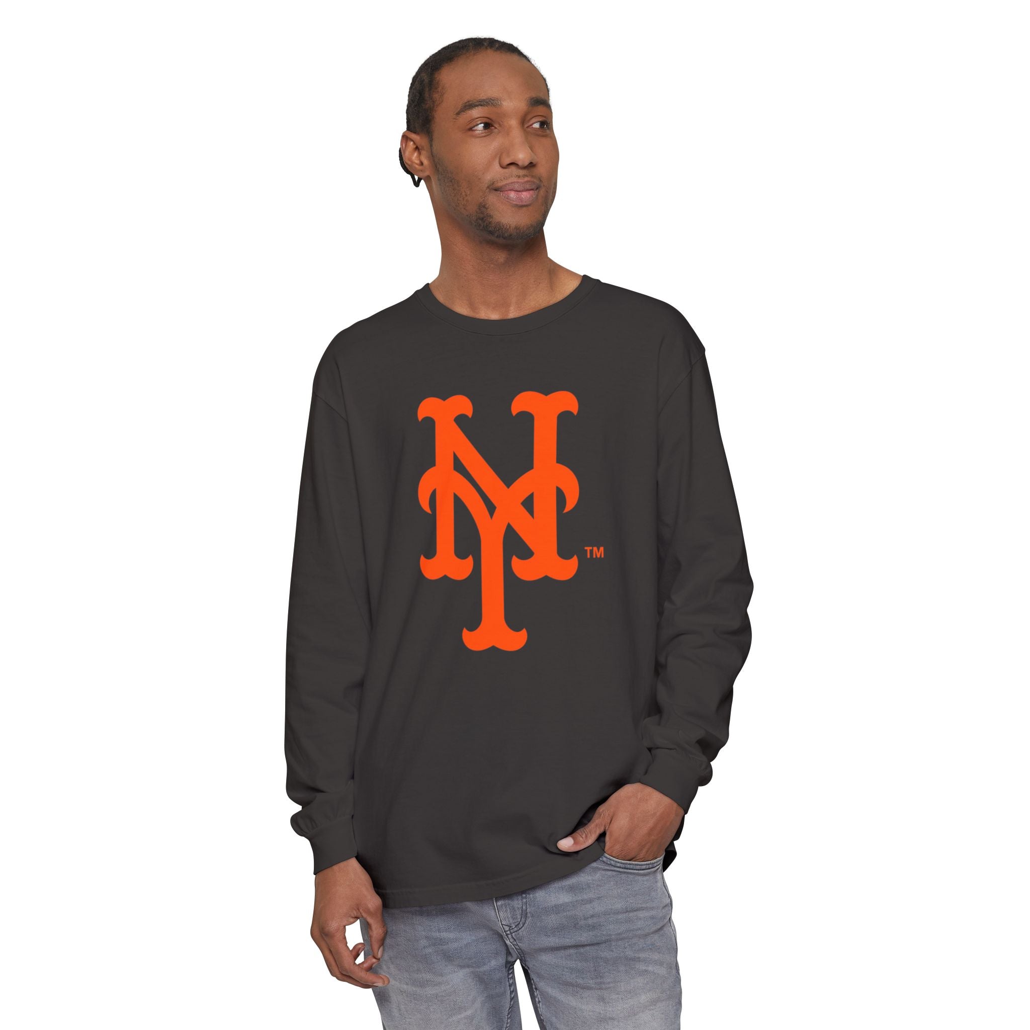 NY Mets Vintage Orange NY Monogram Long Sleeve Tee