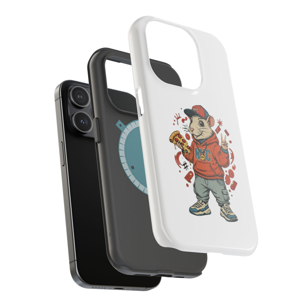 Streetwear Pizza Rat Phone Case — Magnetic Impact‑Resistant iPhone Case with Pizza Skateboard Design