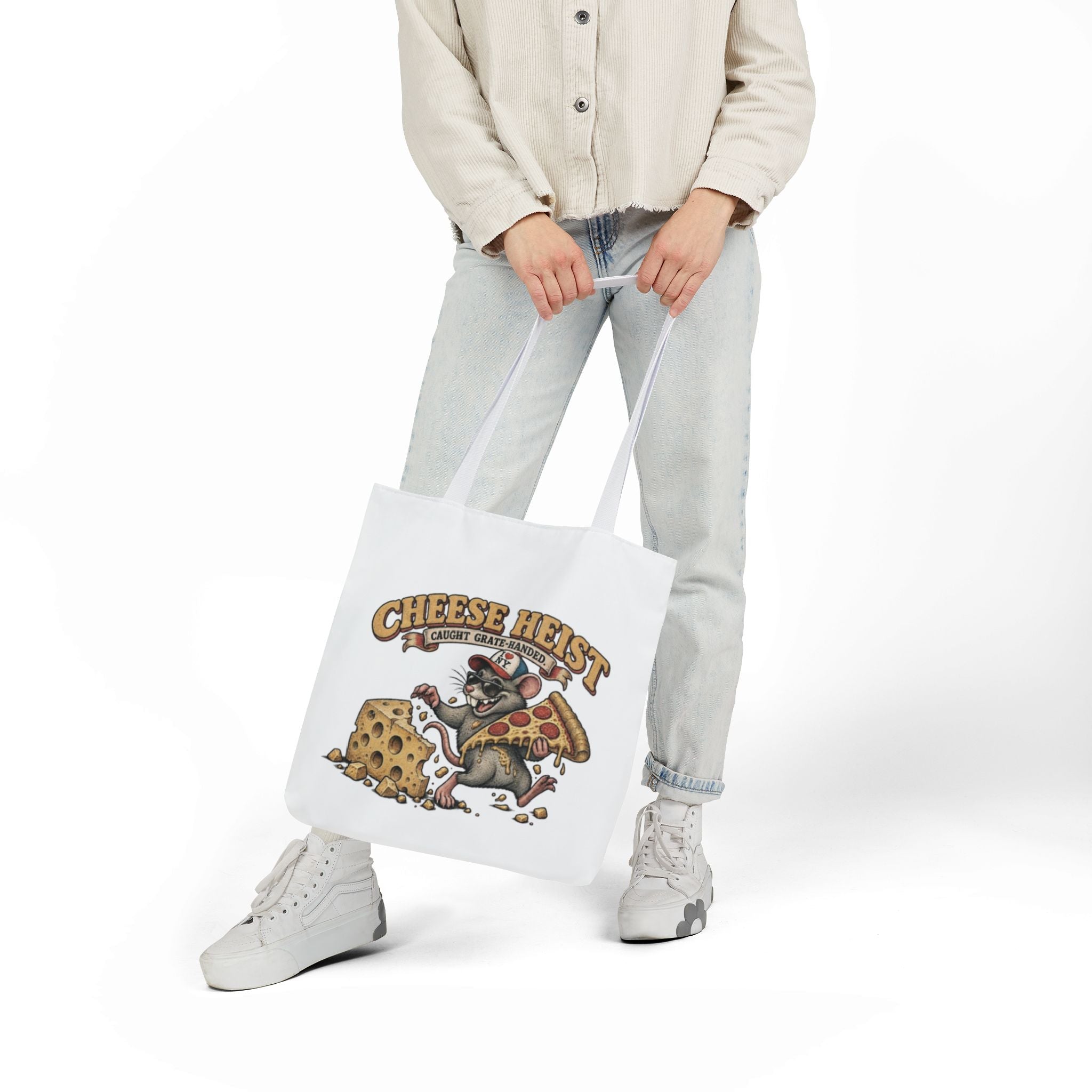 Cheese Heist Canvas Tote - Funny Mouse & Pizza Grocery Bag