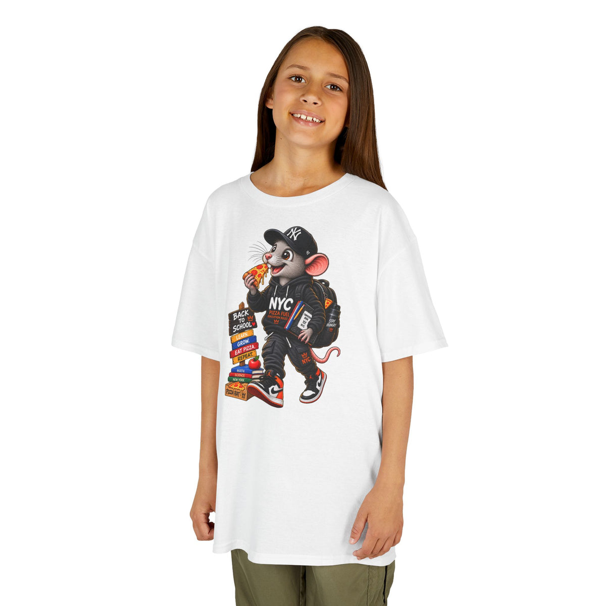 NY Teen Pizza Rat Back To School - Kids Tee