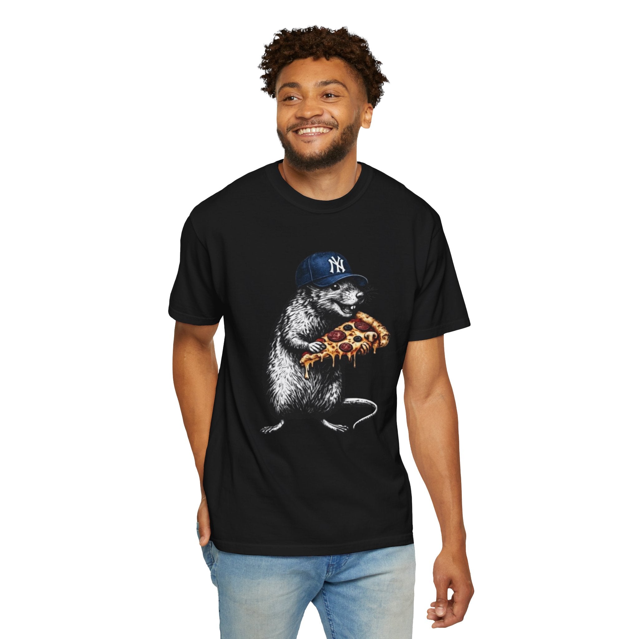 NY Rat with Pizza Graphic Tee — Streetwear Novelty T-Shirt