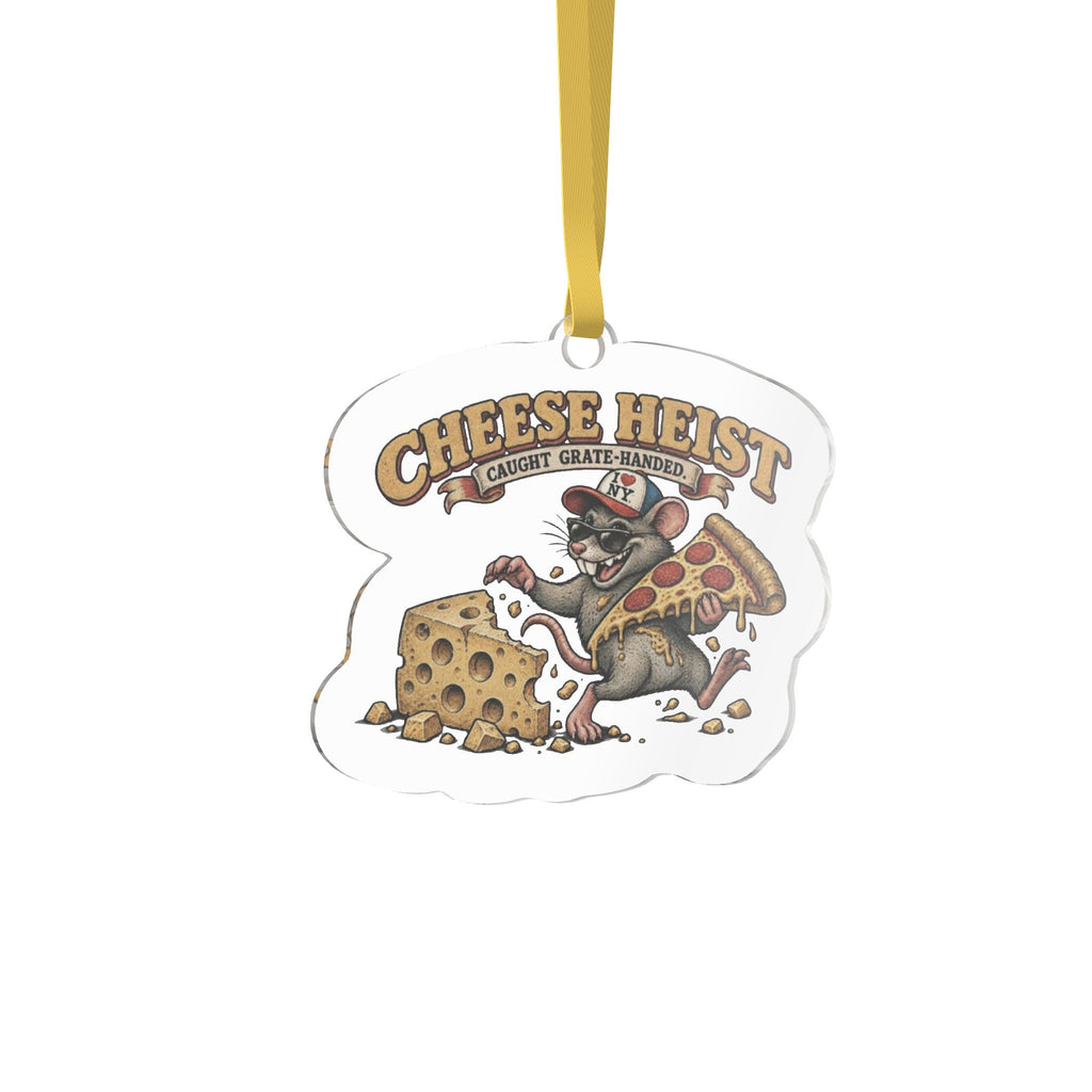 Cheese Heist Custom Shaped Ornament — Funny Mouse & Pizza Holiday Decoration