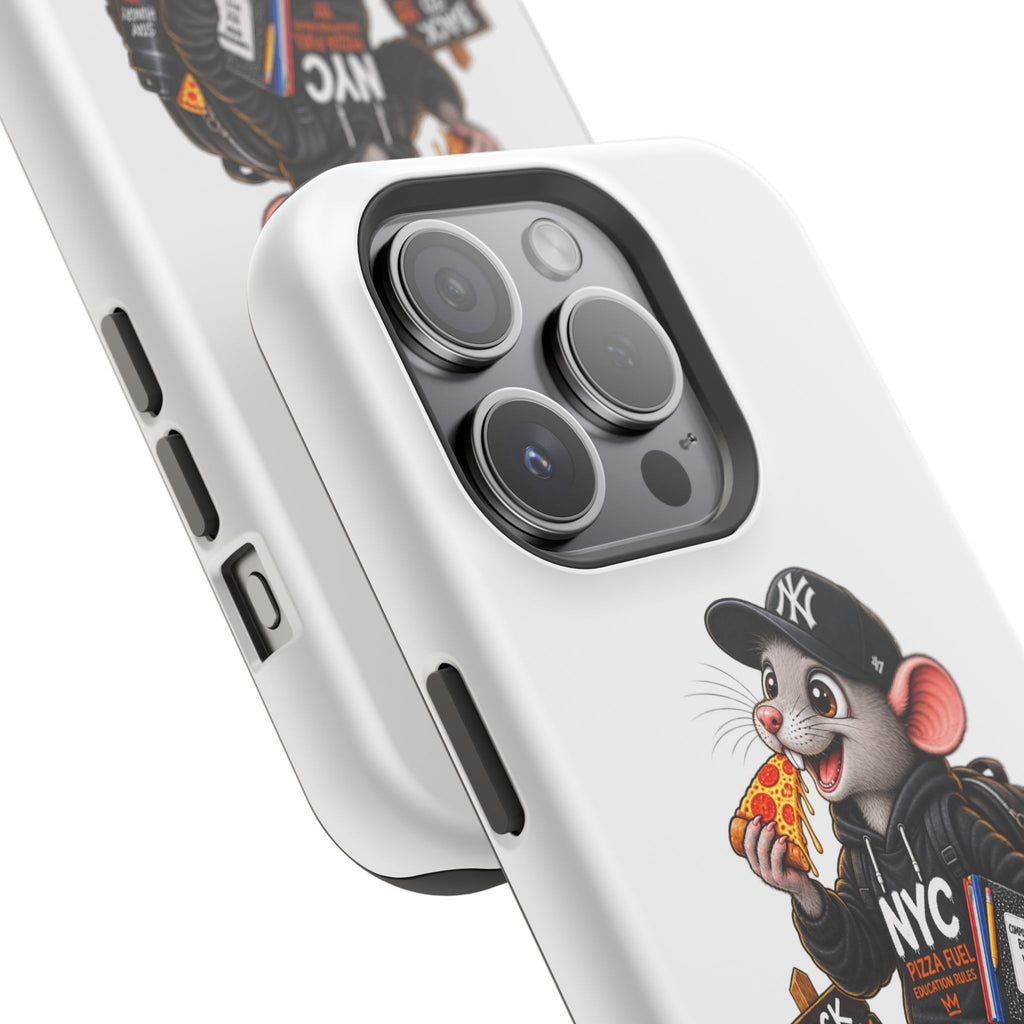 NYC Street Rat Phone Case – Magnetic Impact-Resistant iPhone Case with Back-to-School Pizza Design