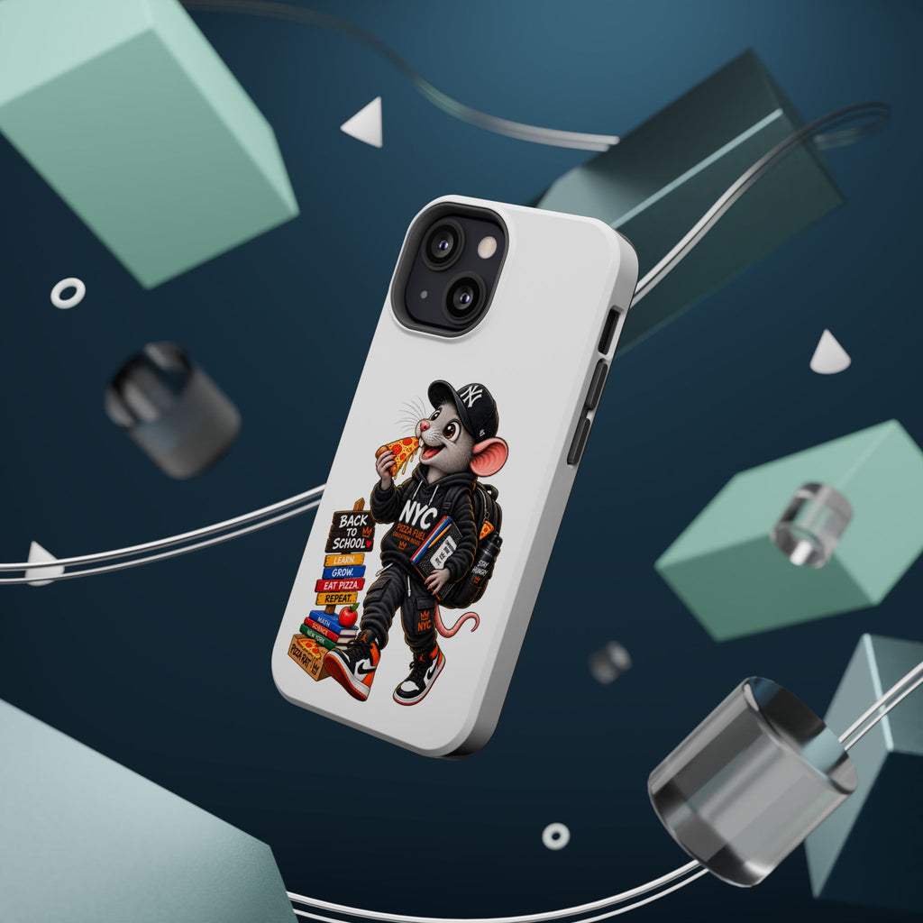 NYC Street Rat Phone Case – Magnetic Impact-Resistant iPhone Case with Back-to-School Pizza Design