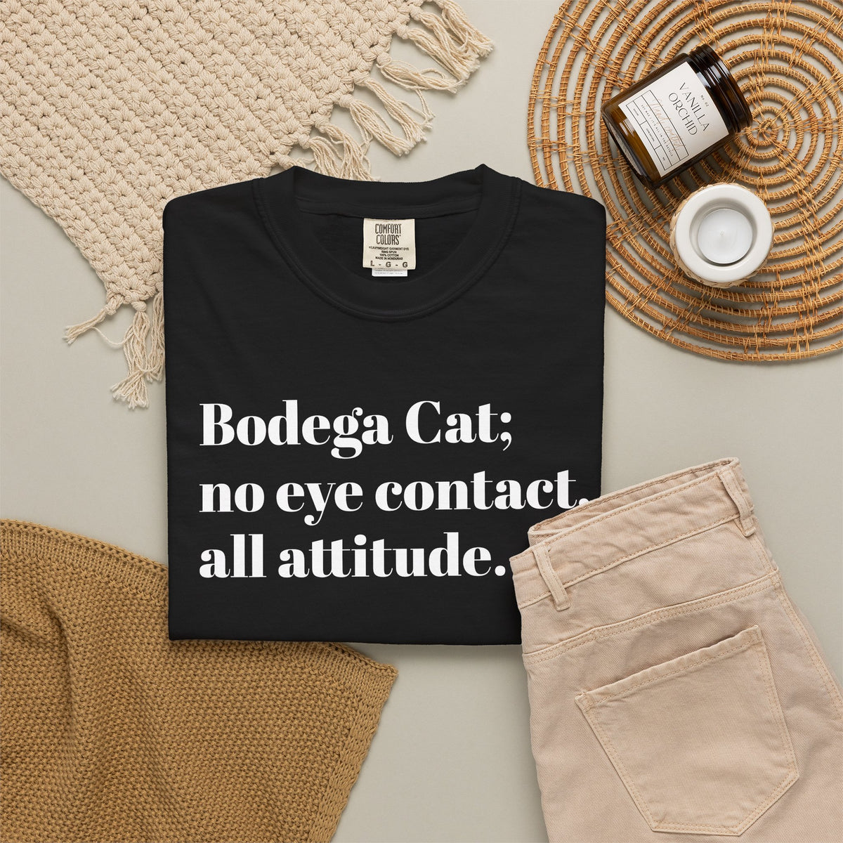 Bodega Cat: No eye contact, All attitude. NY Tee Shirt