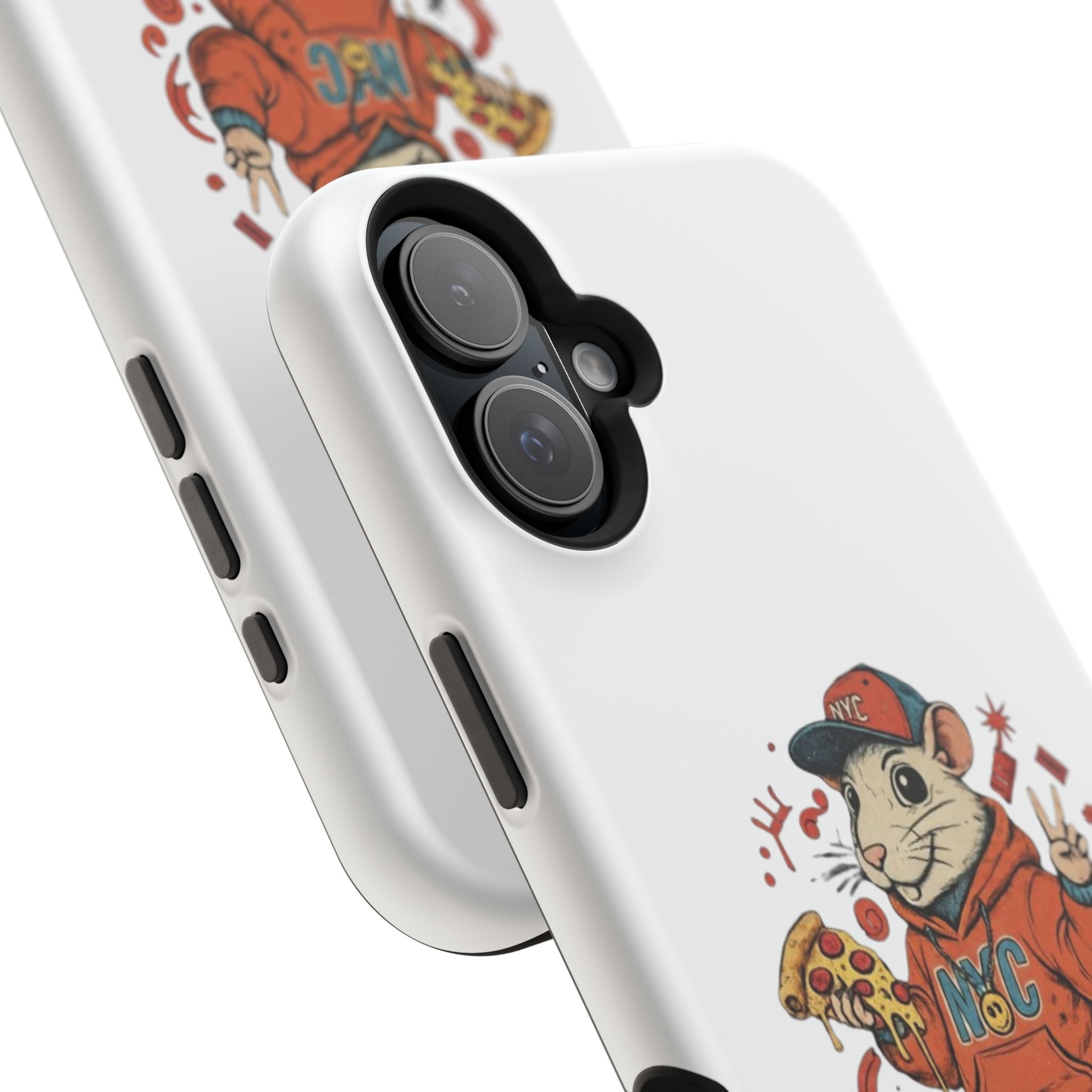 Streetwear Pizza Rat Phone Case — Magnetic Impact‑Resistant iPhone Case with Pizza Skateboard Design