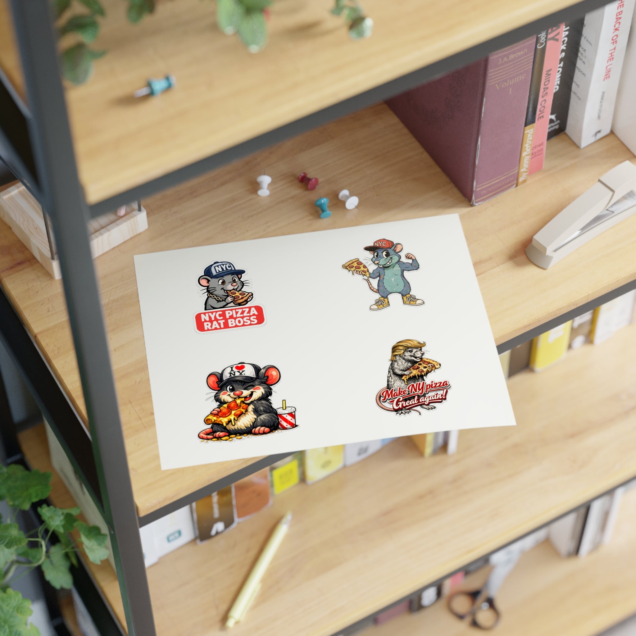 NYC Pizza Rat Sticker Sheet — Retro New York Pizza Rat Boss Decals