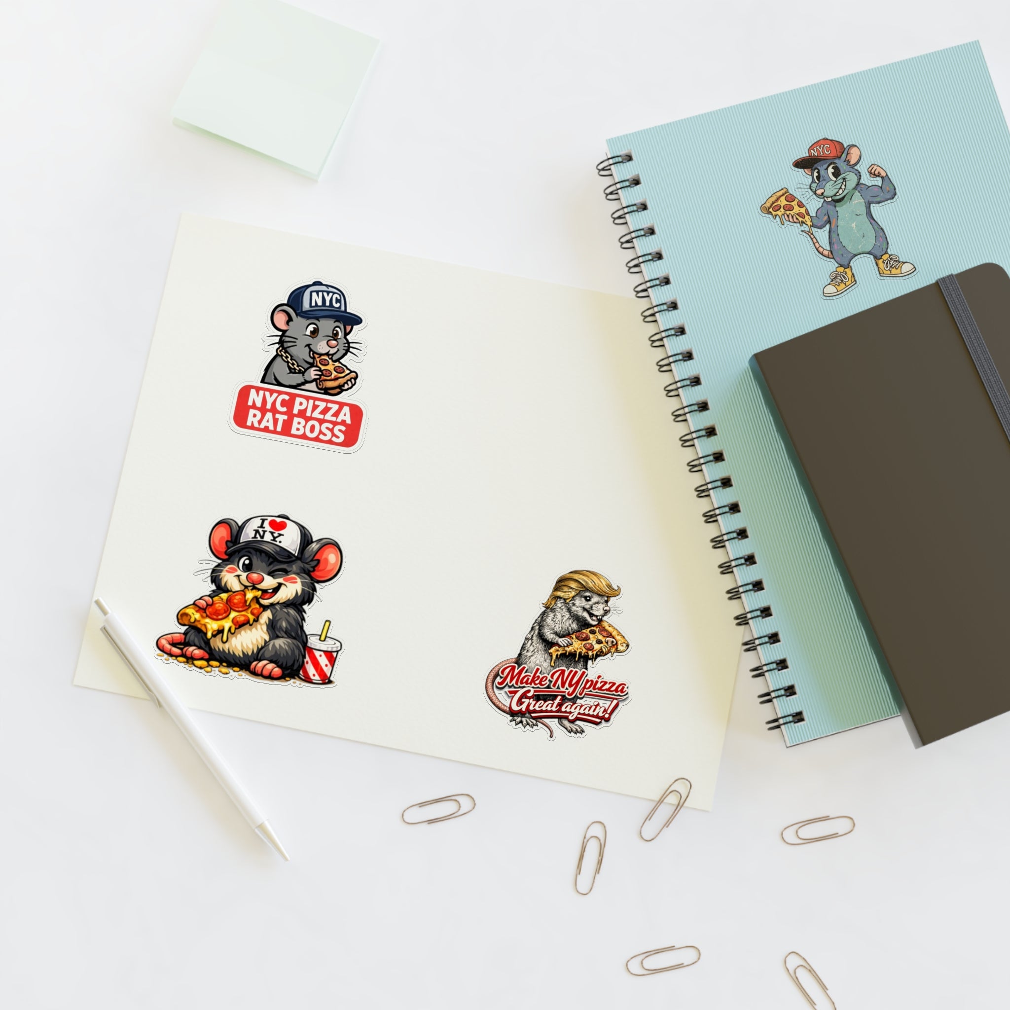 NYC Pizza Rat Sticker Sheet — Retro New York Pizza Rat Boss Decals