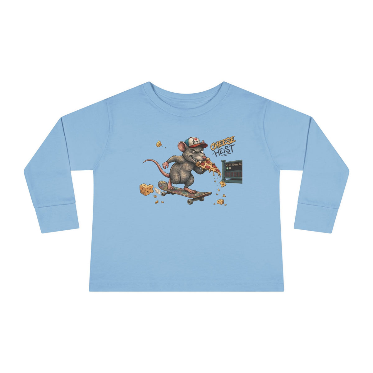 Skateboard Rat Toddler Long Sleeve Tee — Cute Skater Mouse Graphic Shirt