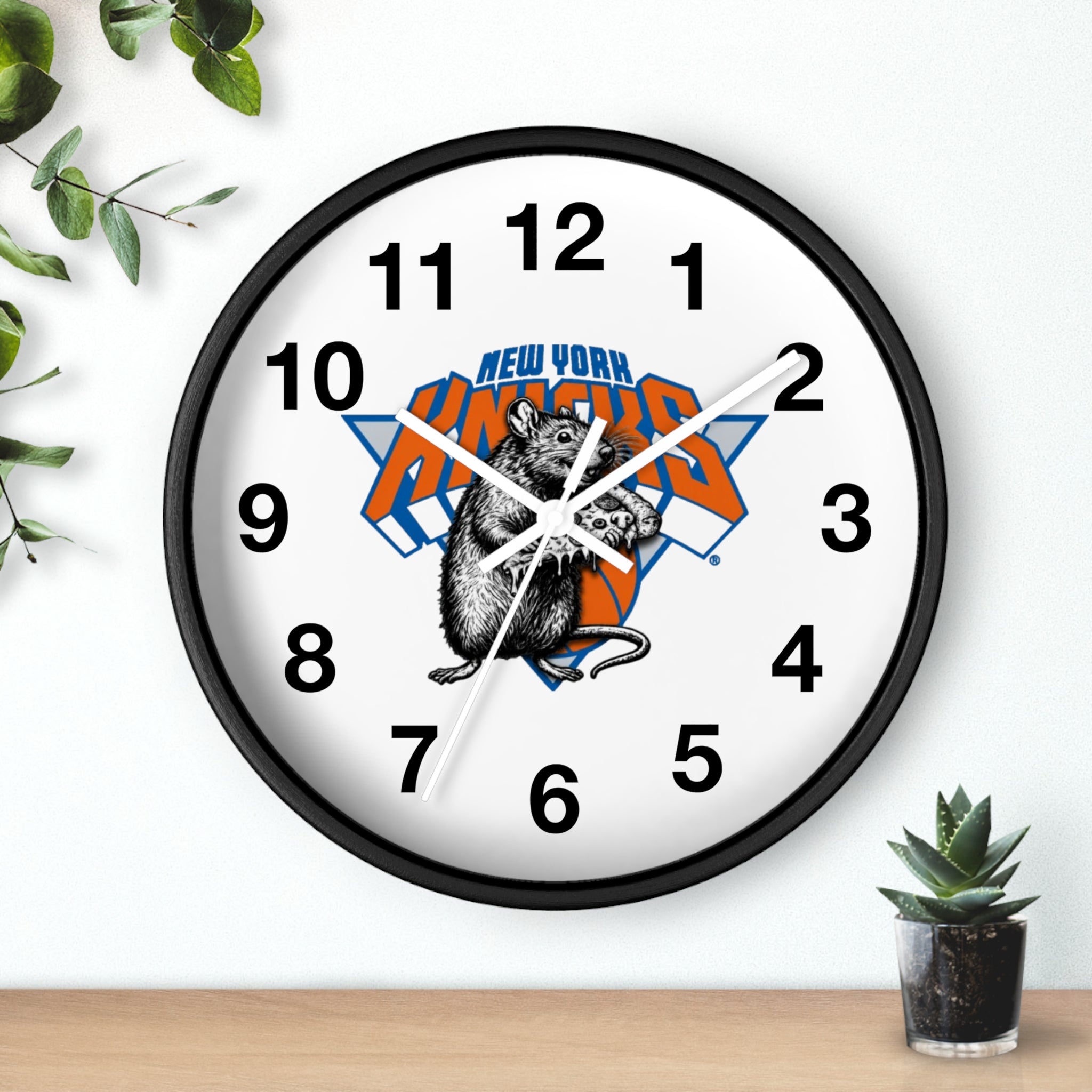 New York Knicks Retro Rat Logo Wall Clock — Vintage Basketball Fan Decor