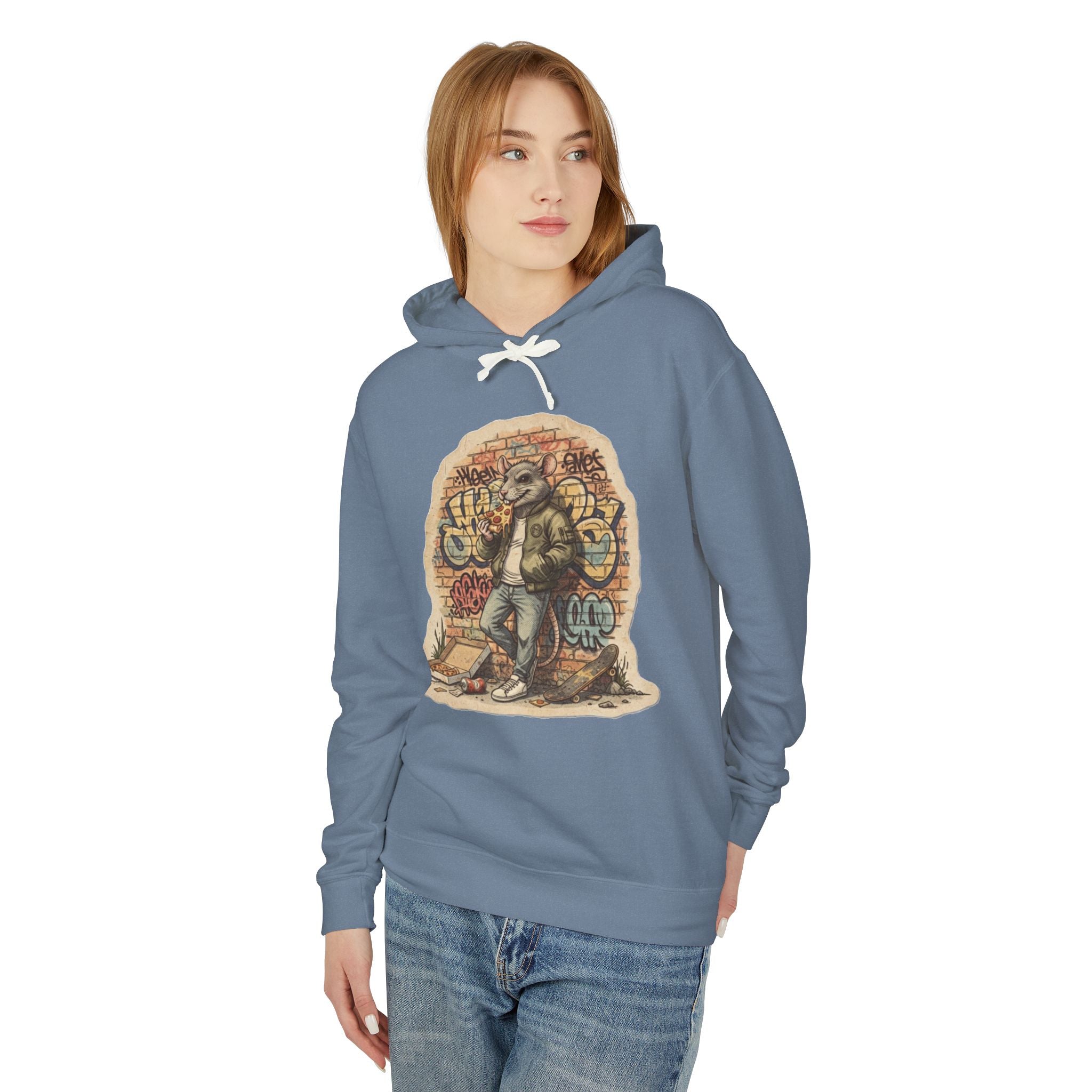 Skate Rat Street Art Hoodie — Retro Graffiti Skateboarder Pullover