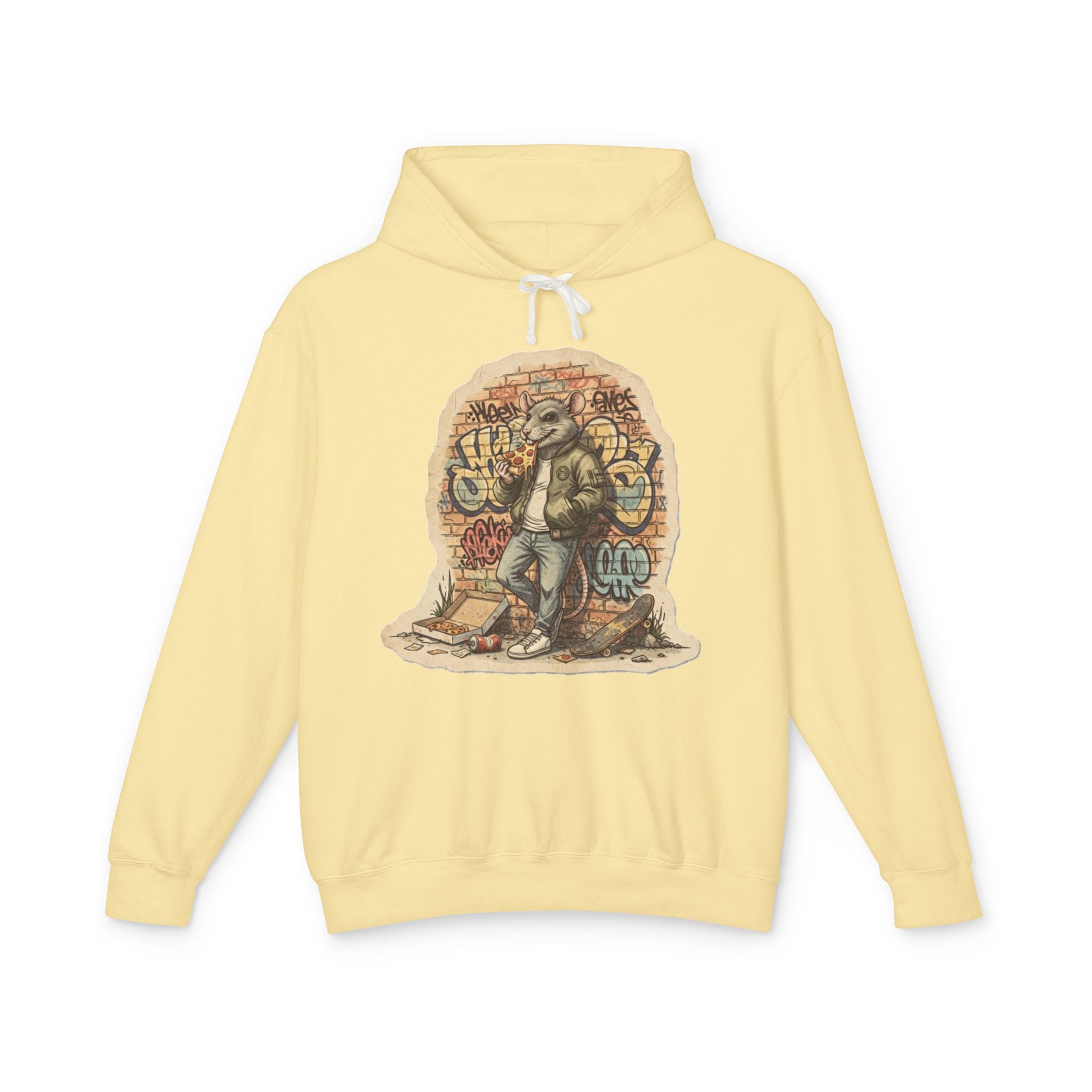 Skate Rat Street Art Hoodie — Retro Graffiti Skateboarder Pullover