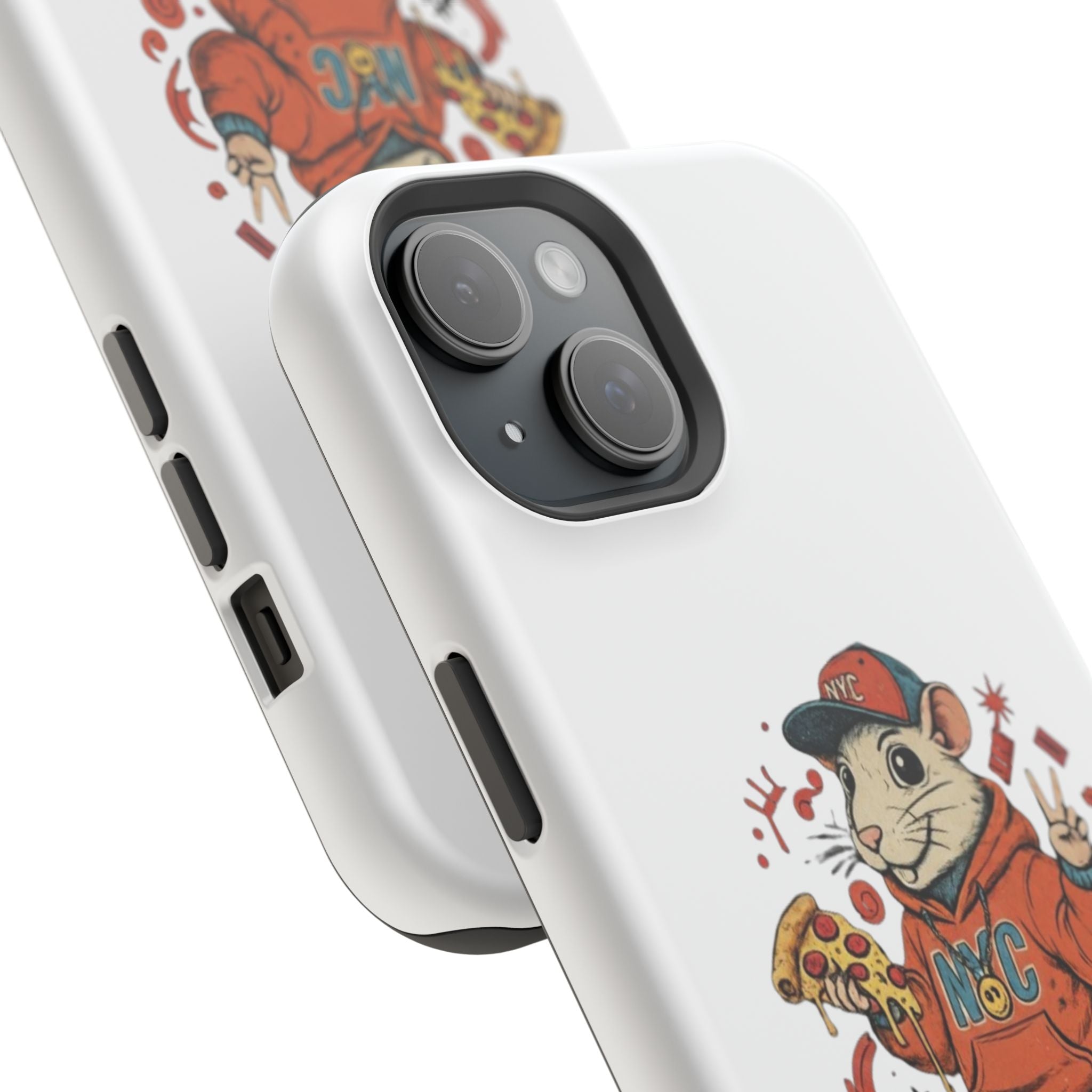 Streetwear Pizza Rat Phone Case — Magnetic Impact‑Resistant iPhone Case with Pizza Skateboard Design
