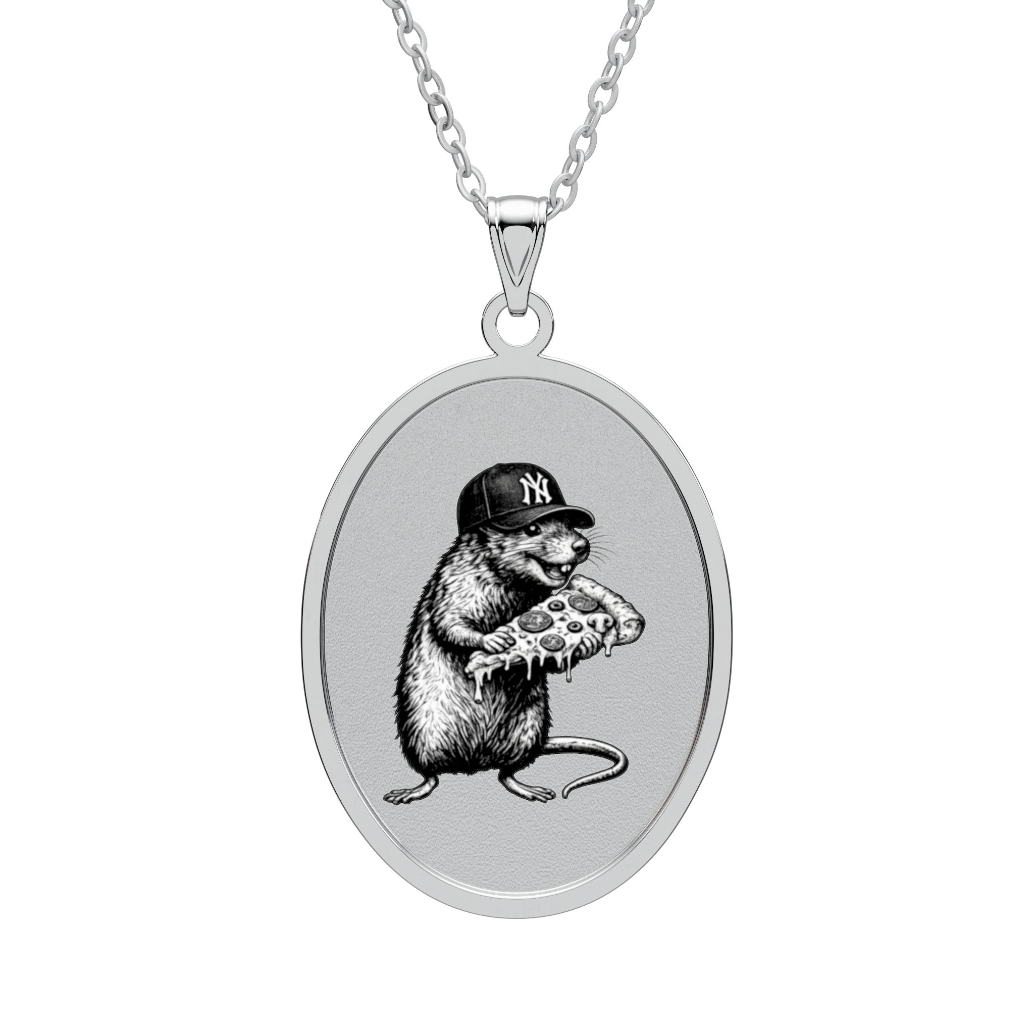 NY Pizza Rat - Oval Pendant - Pizza Lovers