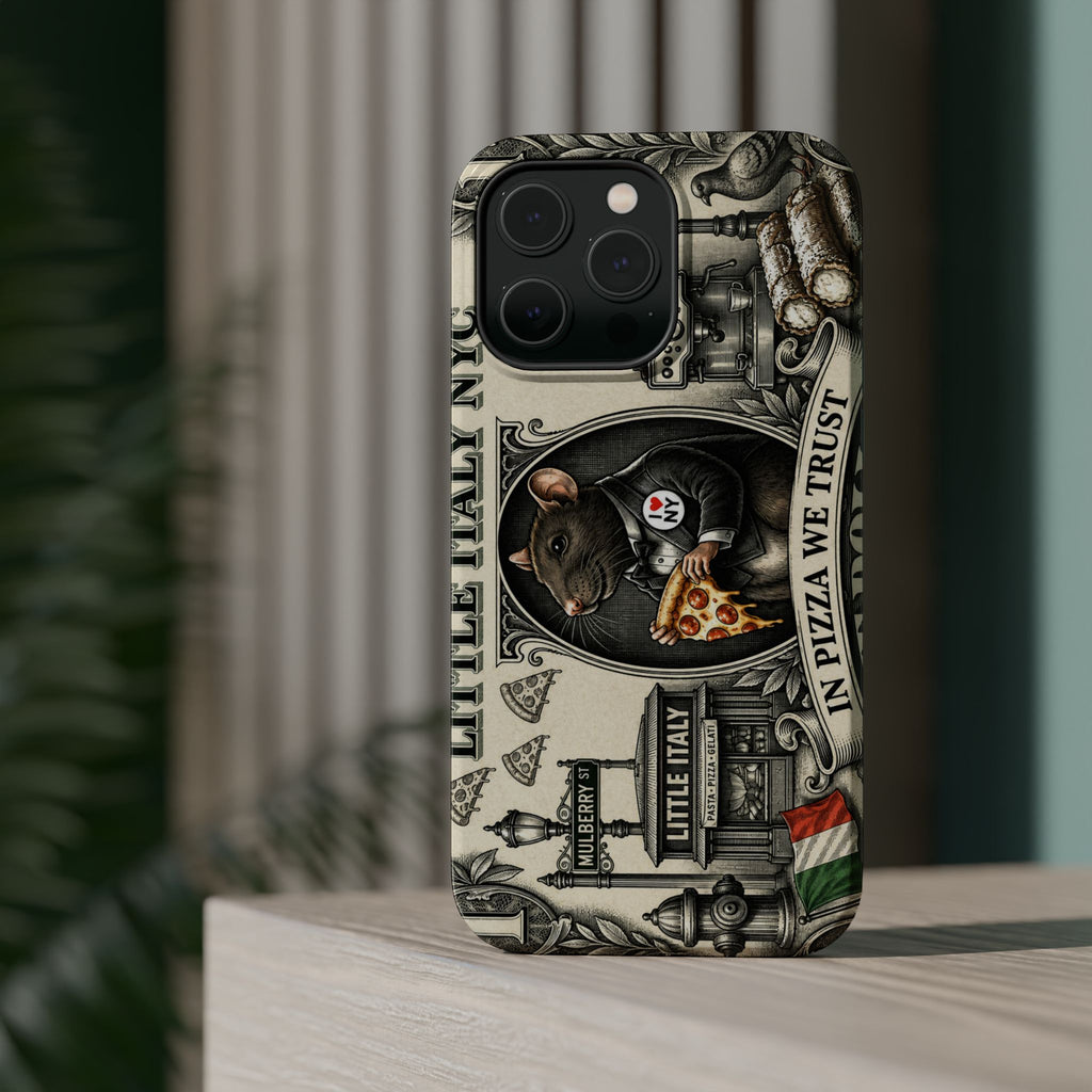 Little Italy NY Phone Case — 'In Pizza We Trust' Italy Rat Art Magnetic Impact-Resistant Case