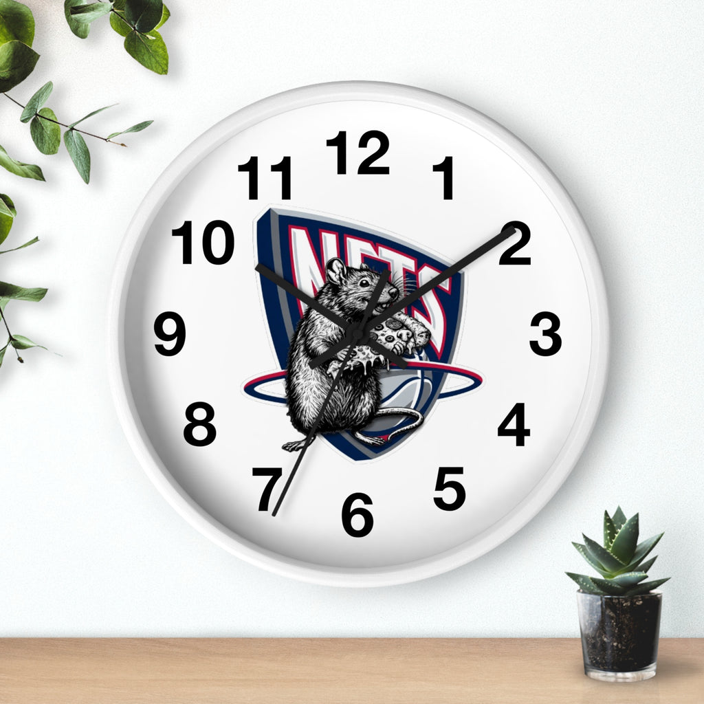 Nets Mascot Wall Clock — Retro Basketball Team Logo Decor