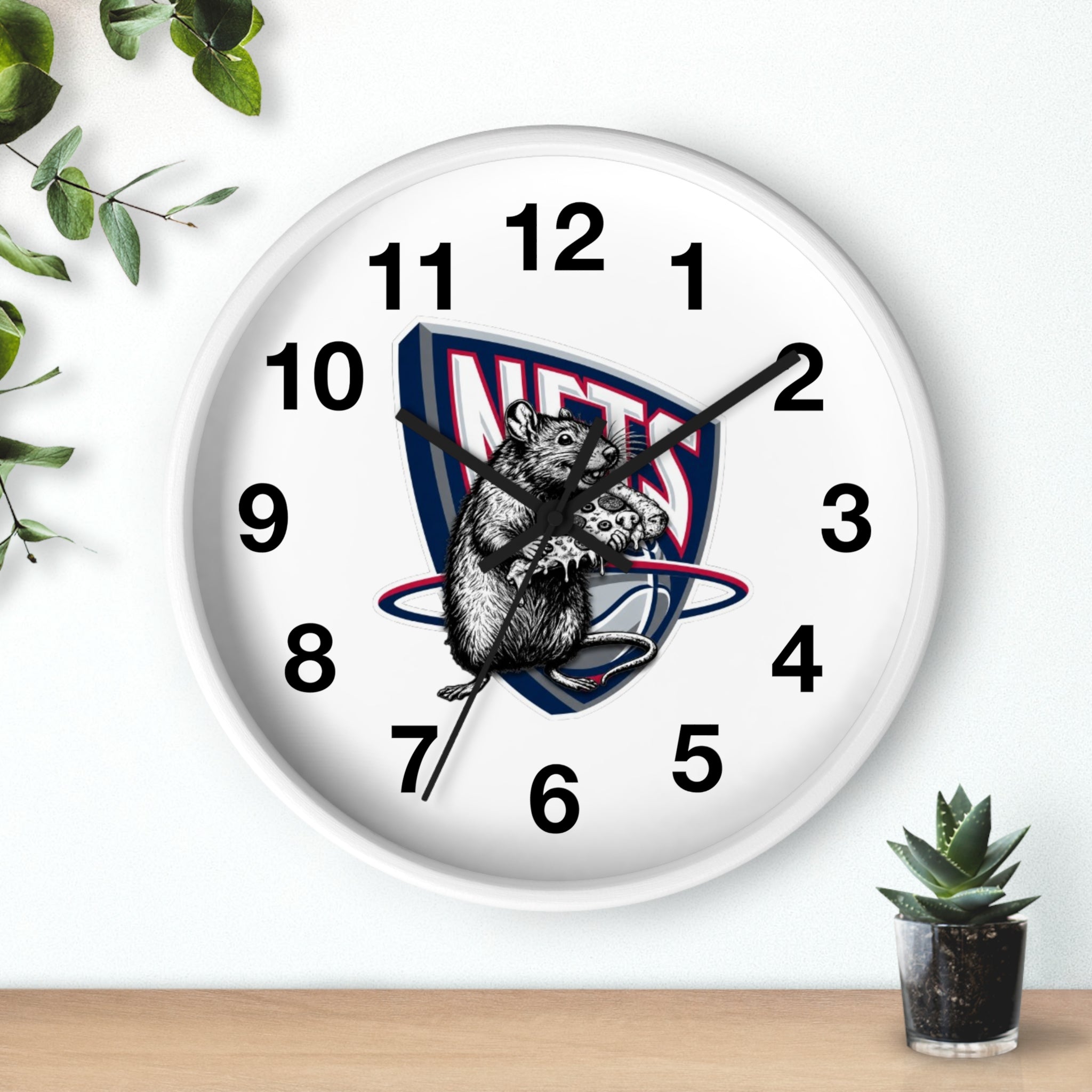 Nets Mascot Wall Clock — Retro Basketball Team Logo Decor