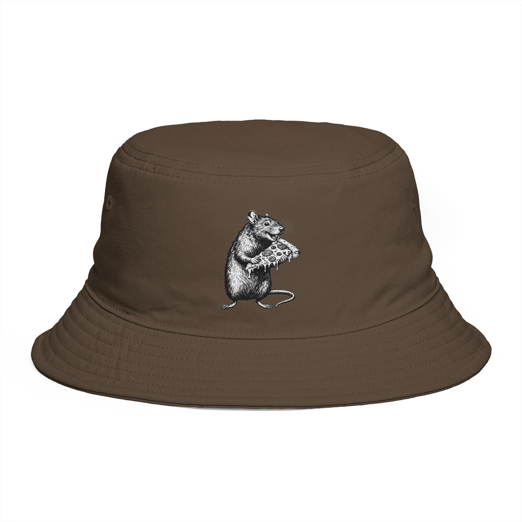 Brown Bucket Hat with Vintage Mouse Illustration – Cute Woodland Animal Sun Hat