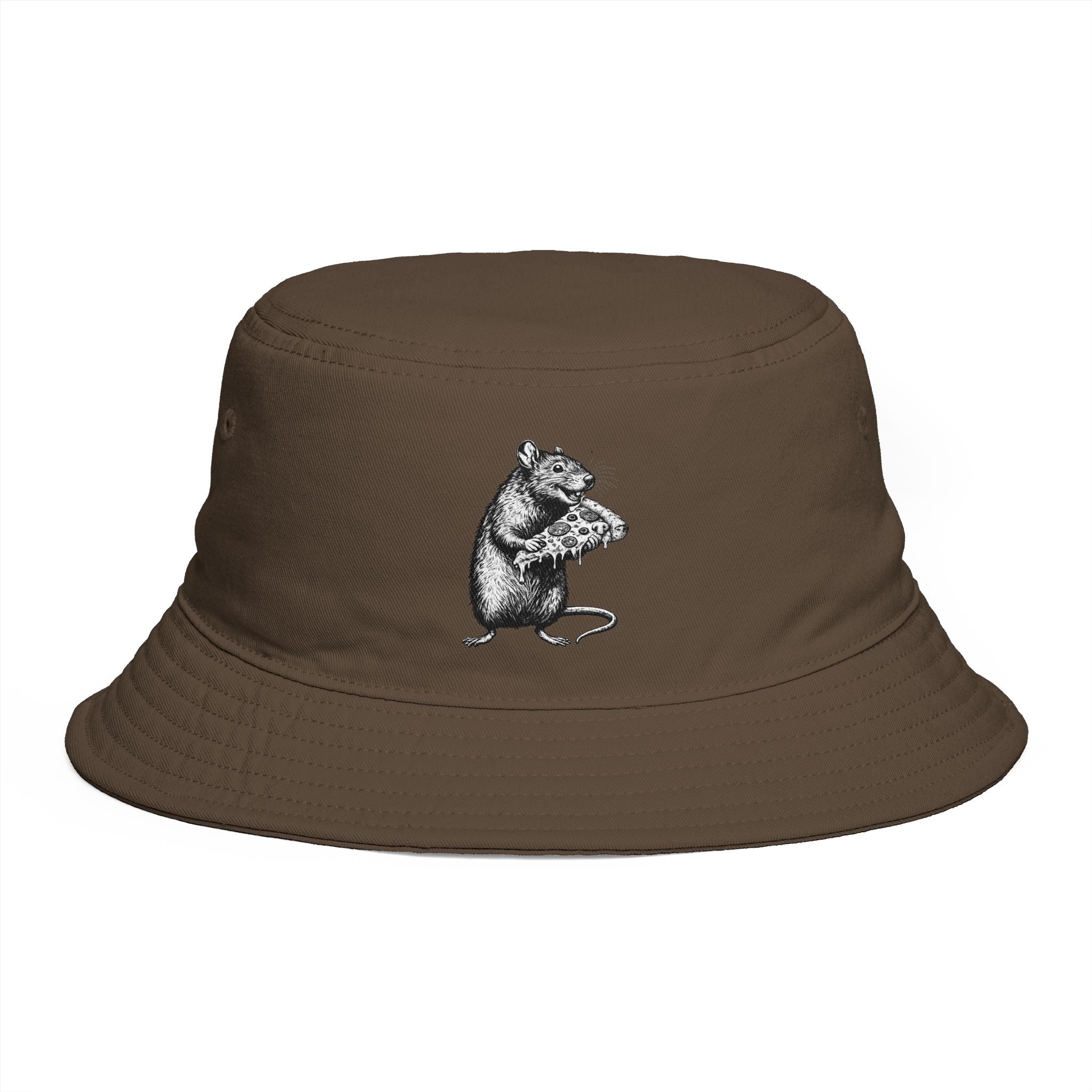 Brown Bucket Hat with Vintage Mouse Illustration – Cute Woodland Animal Sun Hat
