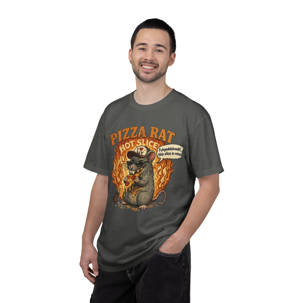 Pizza Rat Hot Slice T-Shirt — Funny Retro Rat Eating Pizza Graphic Tee