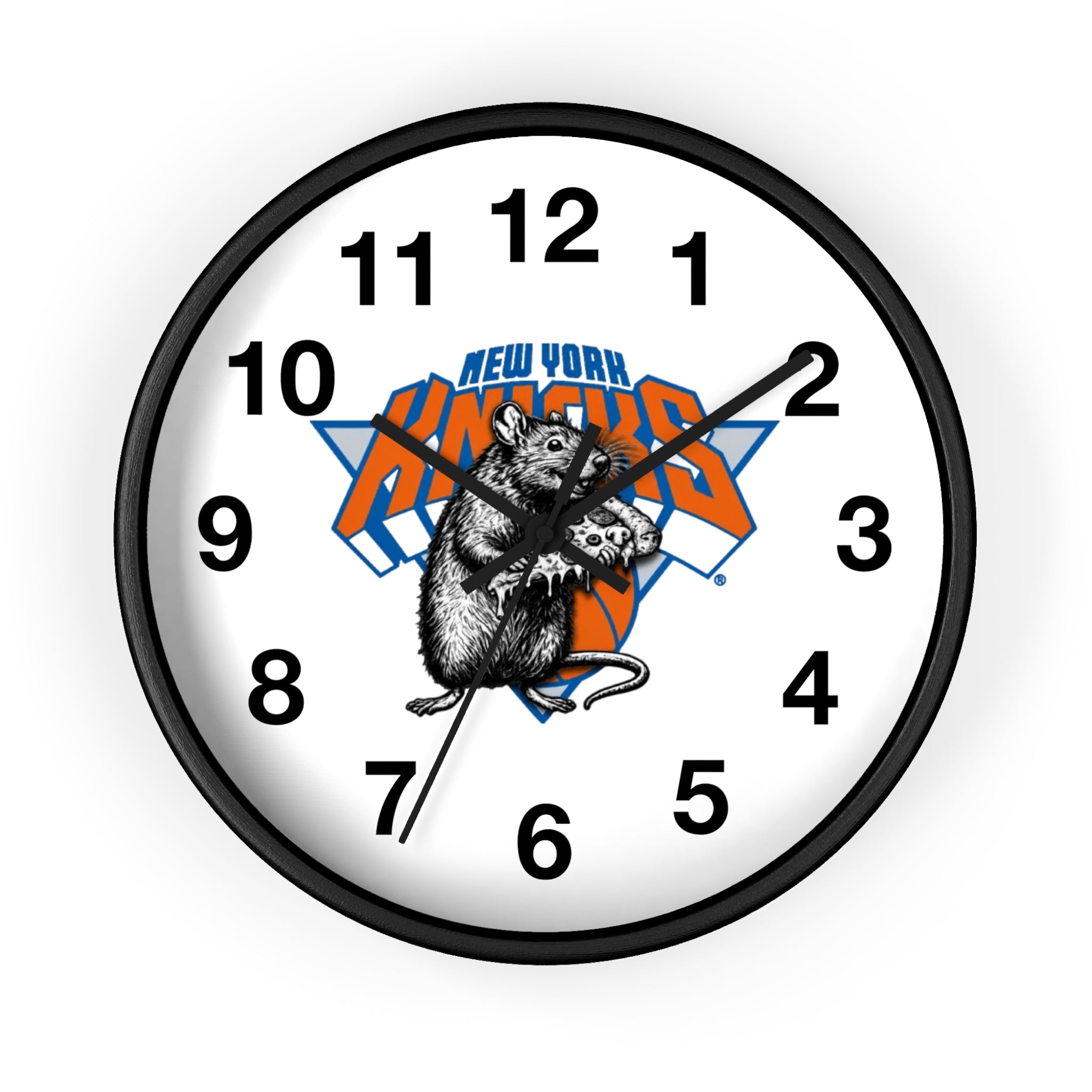 New York Knicks Retro Rat Logo Wall Clock — Vintage Basketball Fan Decor